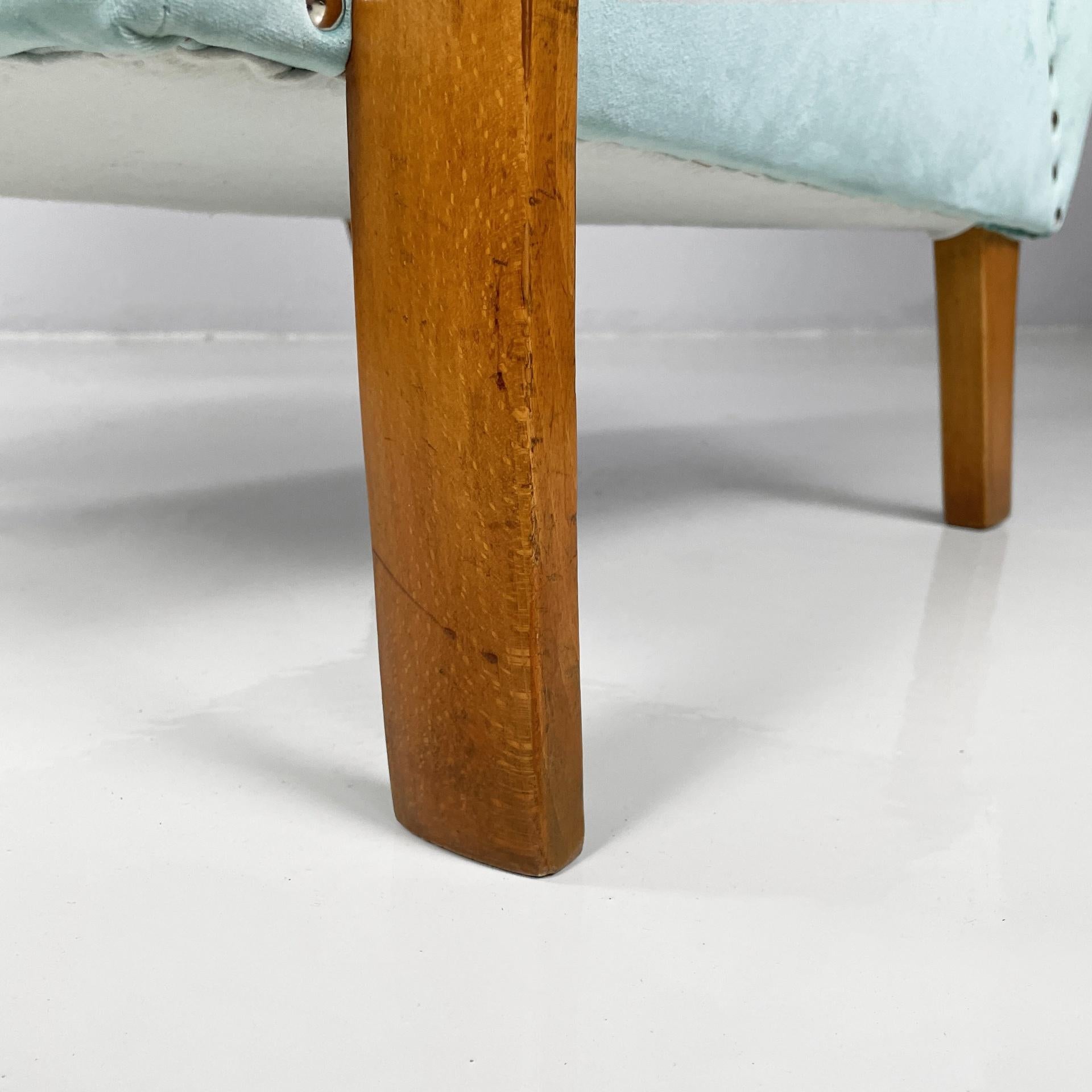 Italian mid-century modern armchairs in light blue and wood, 1950s in vendita 11