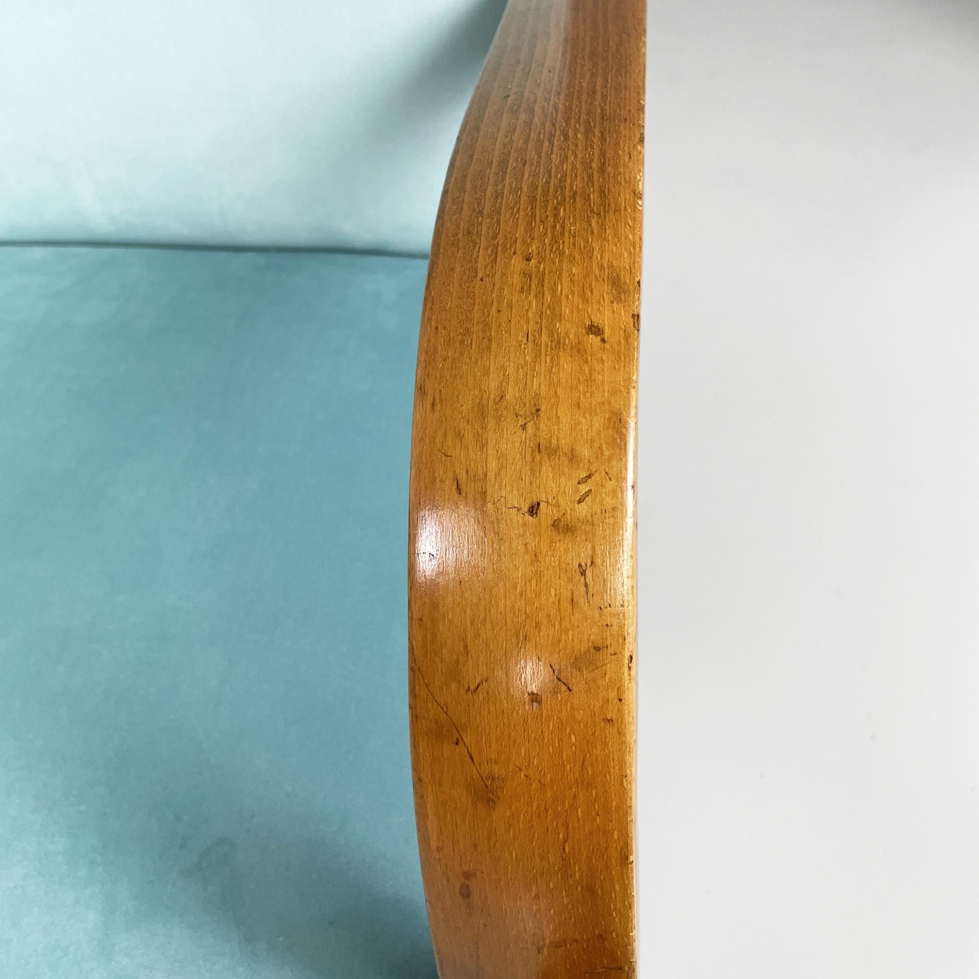 Italian mid-century modern armchairs in light blue and wood, 1950s in vendita 2