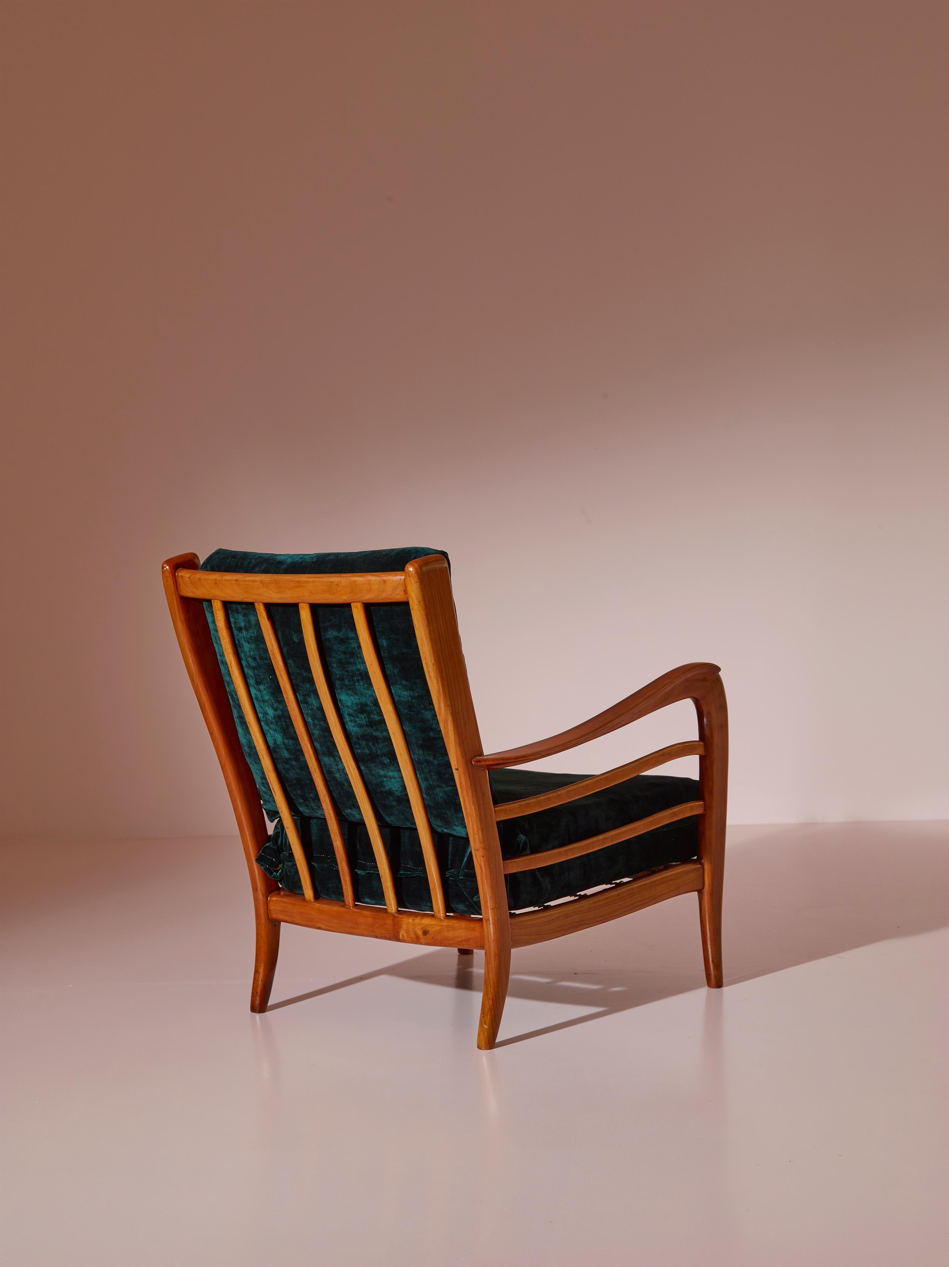 Fabric Italian Mid-Century Modern Armchairs in the style of Paolo Buffa, Italy, 1950s