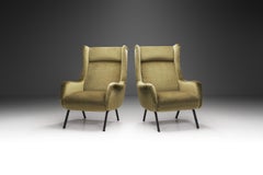 Italian Mid-Century Modern Armchairs in Velvet with Steel Frames, Italy 1960s