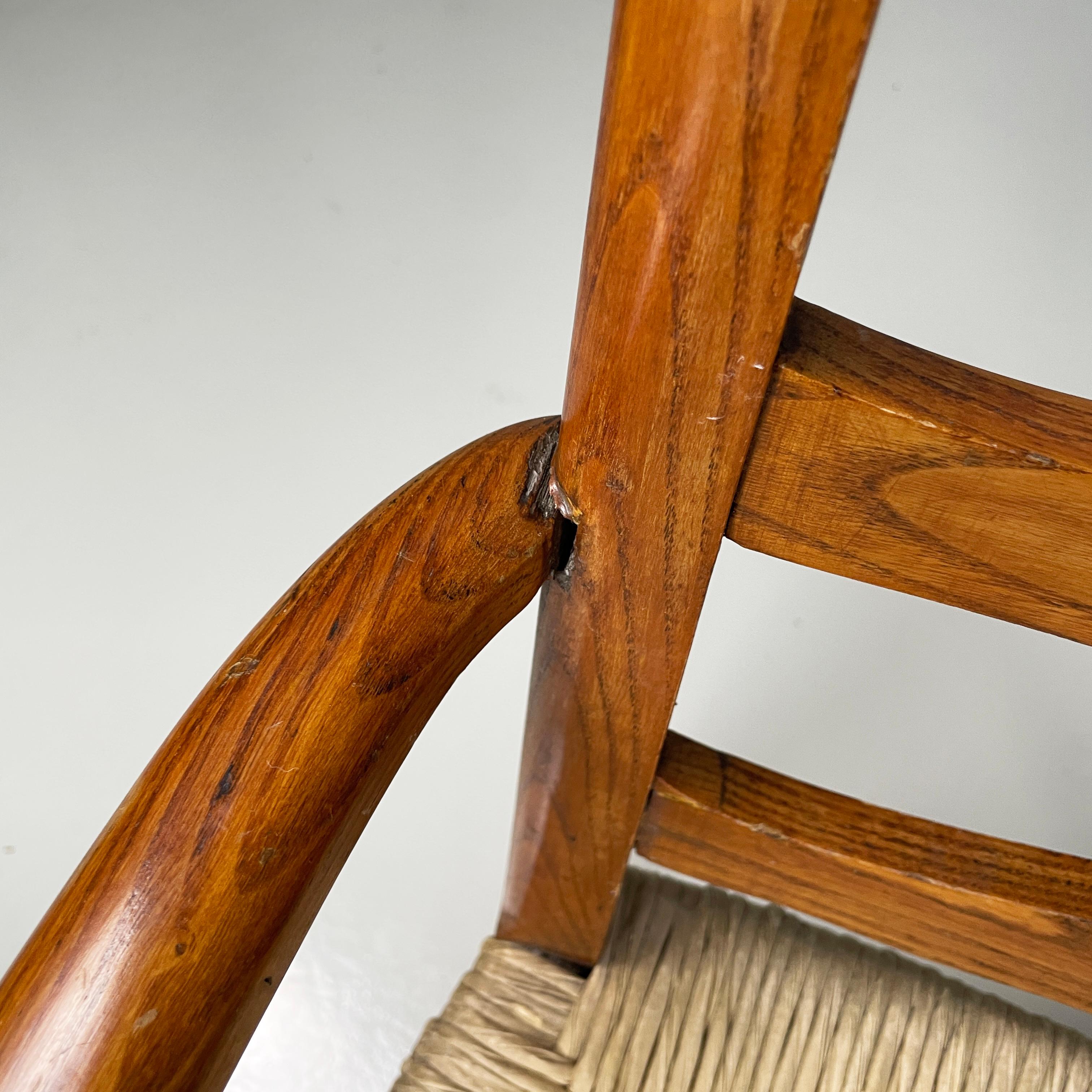 Italian mid-century modern Armchairs in woven straw and wood, 1940s For Sale 5
