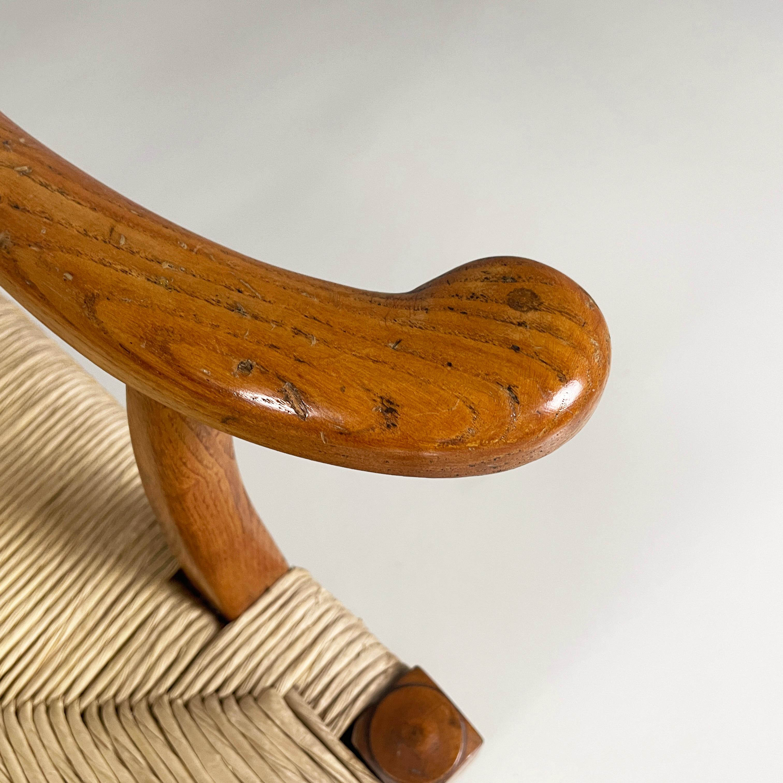 Italian mid-century modern Armchairs in woven straw and wood, 1940s For Sale 7