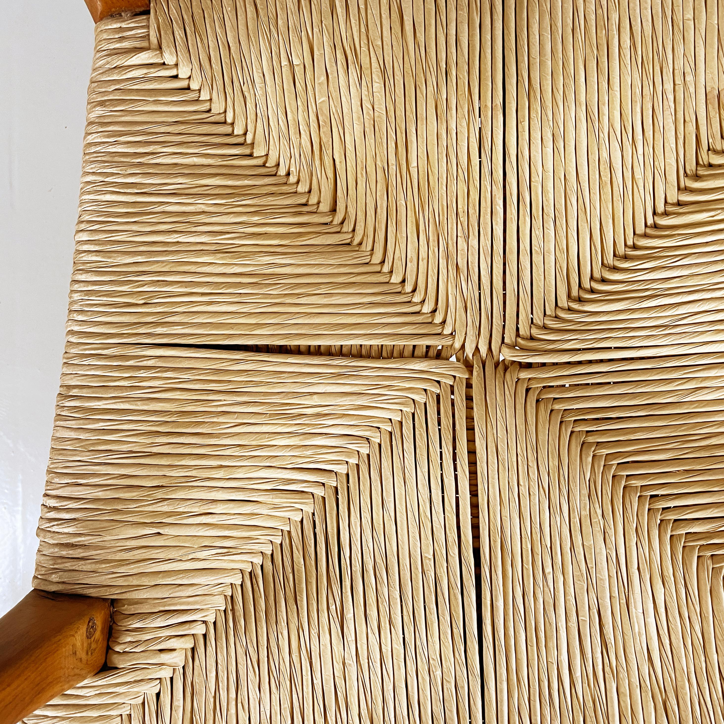 Italian mid-century modern Armchairs in woven straw and wood, 1940s For Sale 8