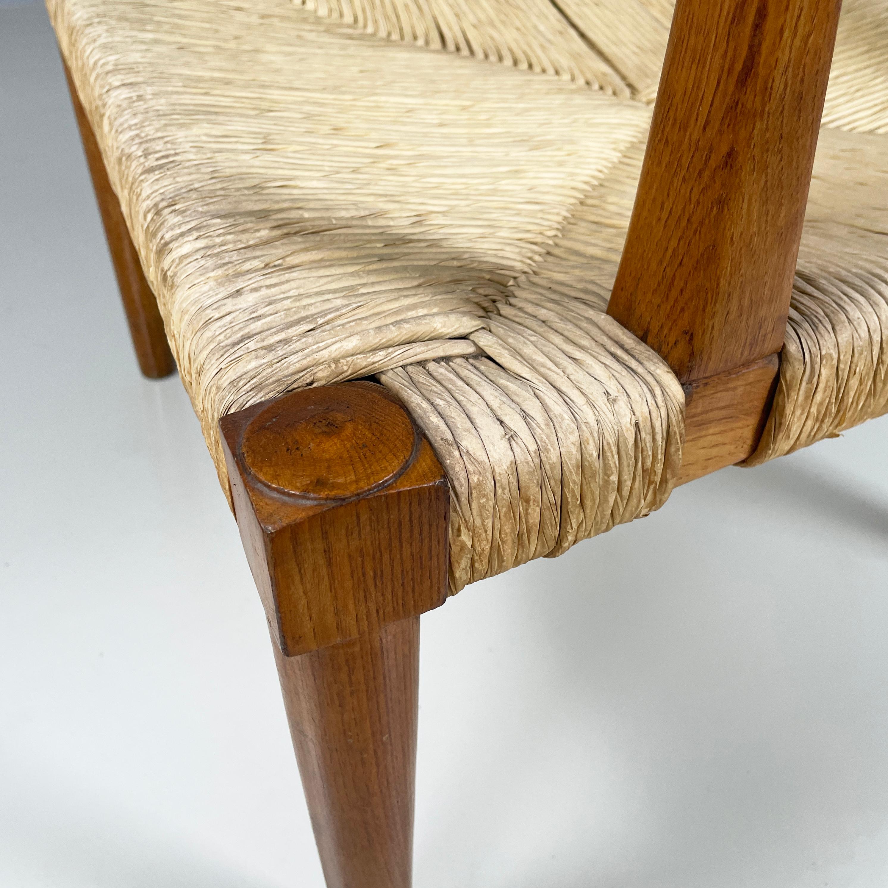 Italian mid-century modern Armchairs in woven straw and wood, 1940s For Sale 9