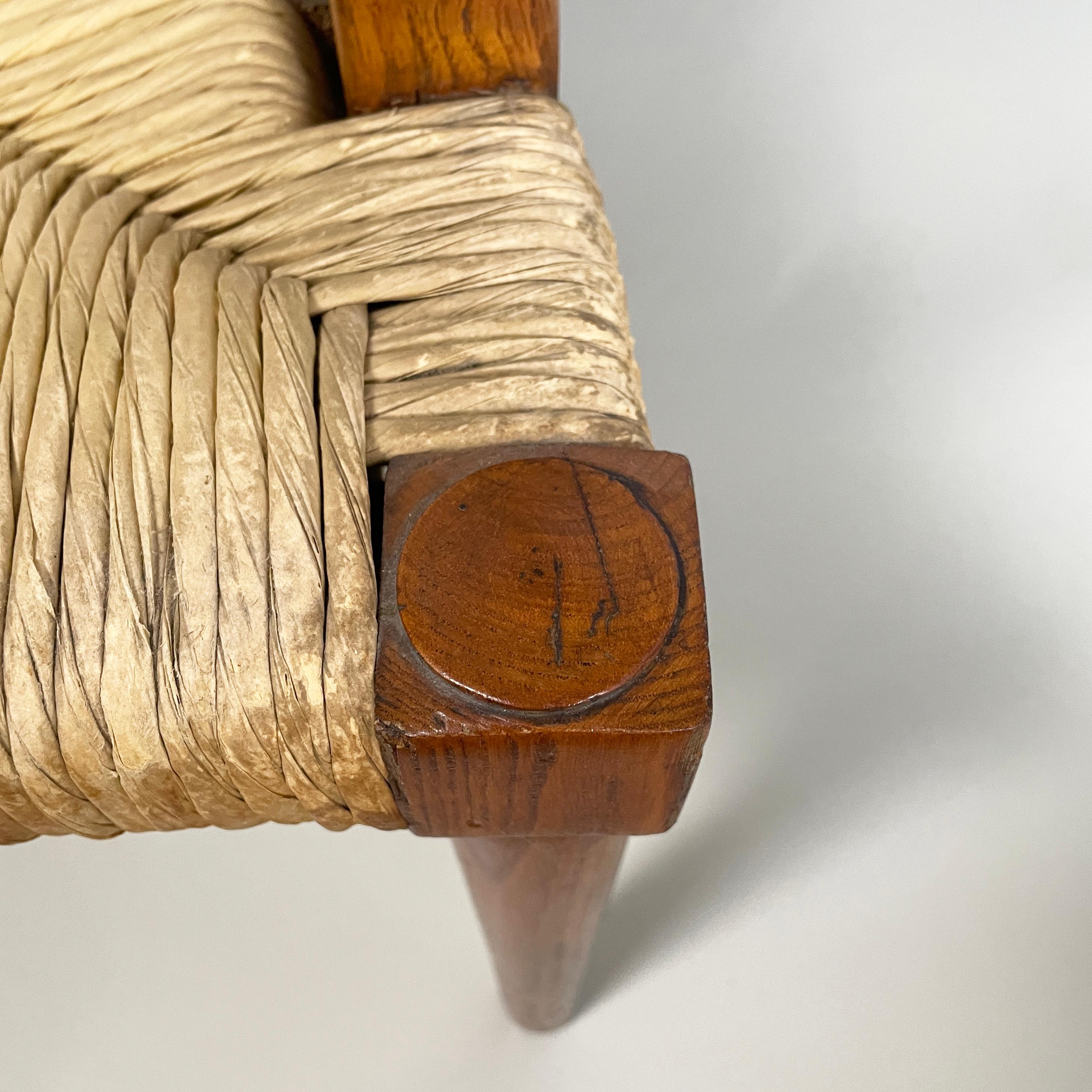 Italian mid-century modern Armchairs in woven straw and wood, 1940s For Sale 10