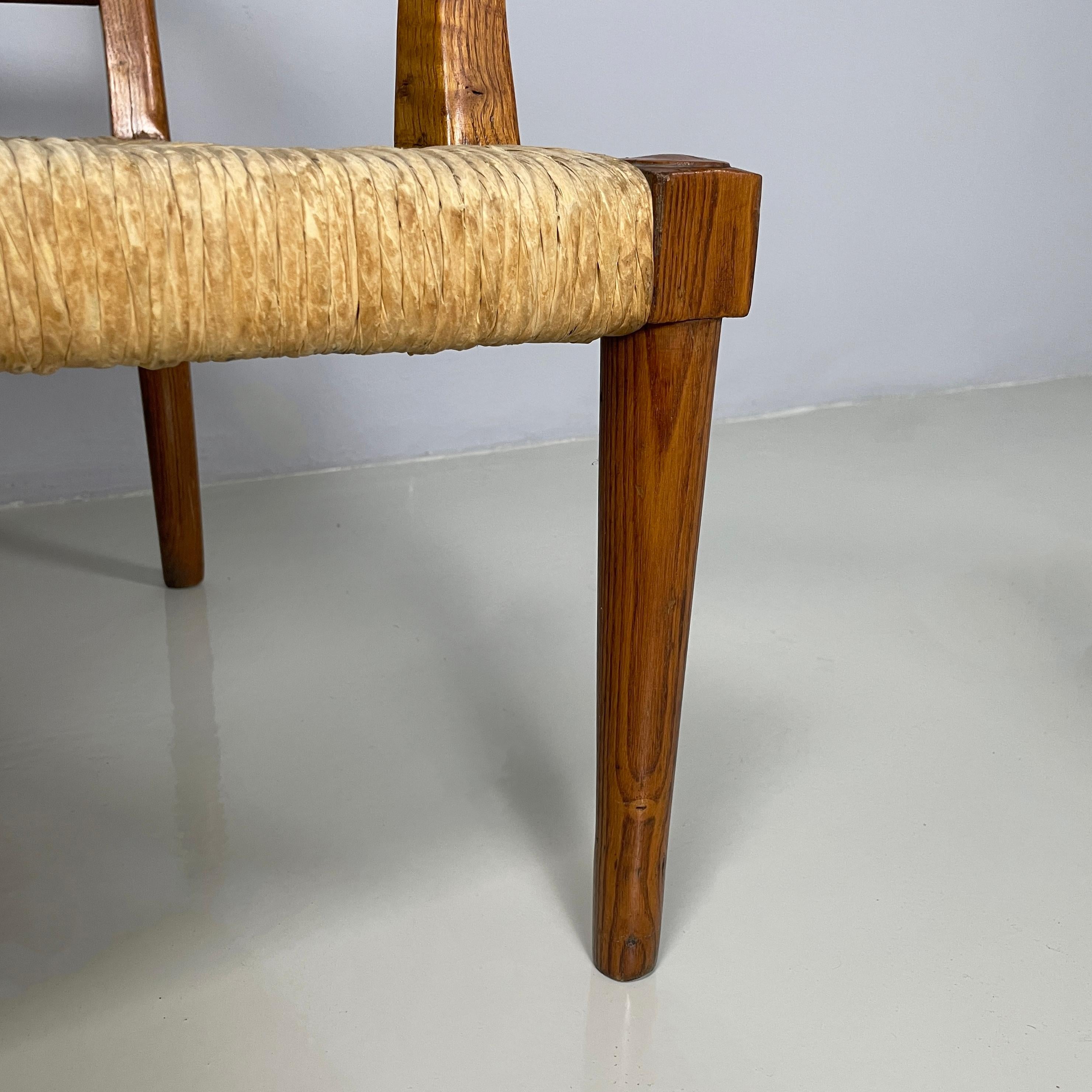 Italian mid-century modern Armchairs in woven straw and wood, 1940s For Sale 11