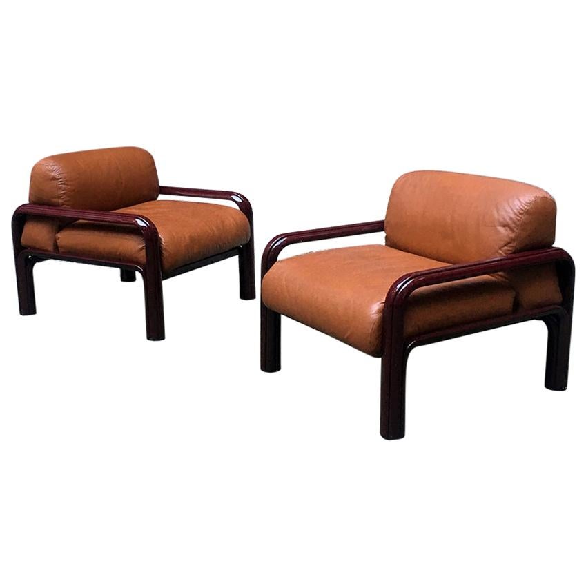 Lounge chairs in Oxblood leather by Gae Aulenti for Knoll at 1stDibs