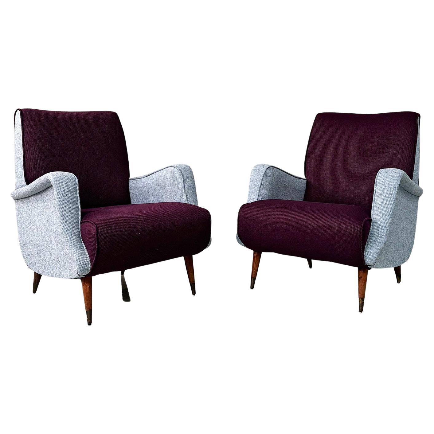 Italian mid-century modern armchairs mod. 802 by Carlo De Carli Cassina, 1950s