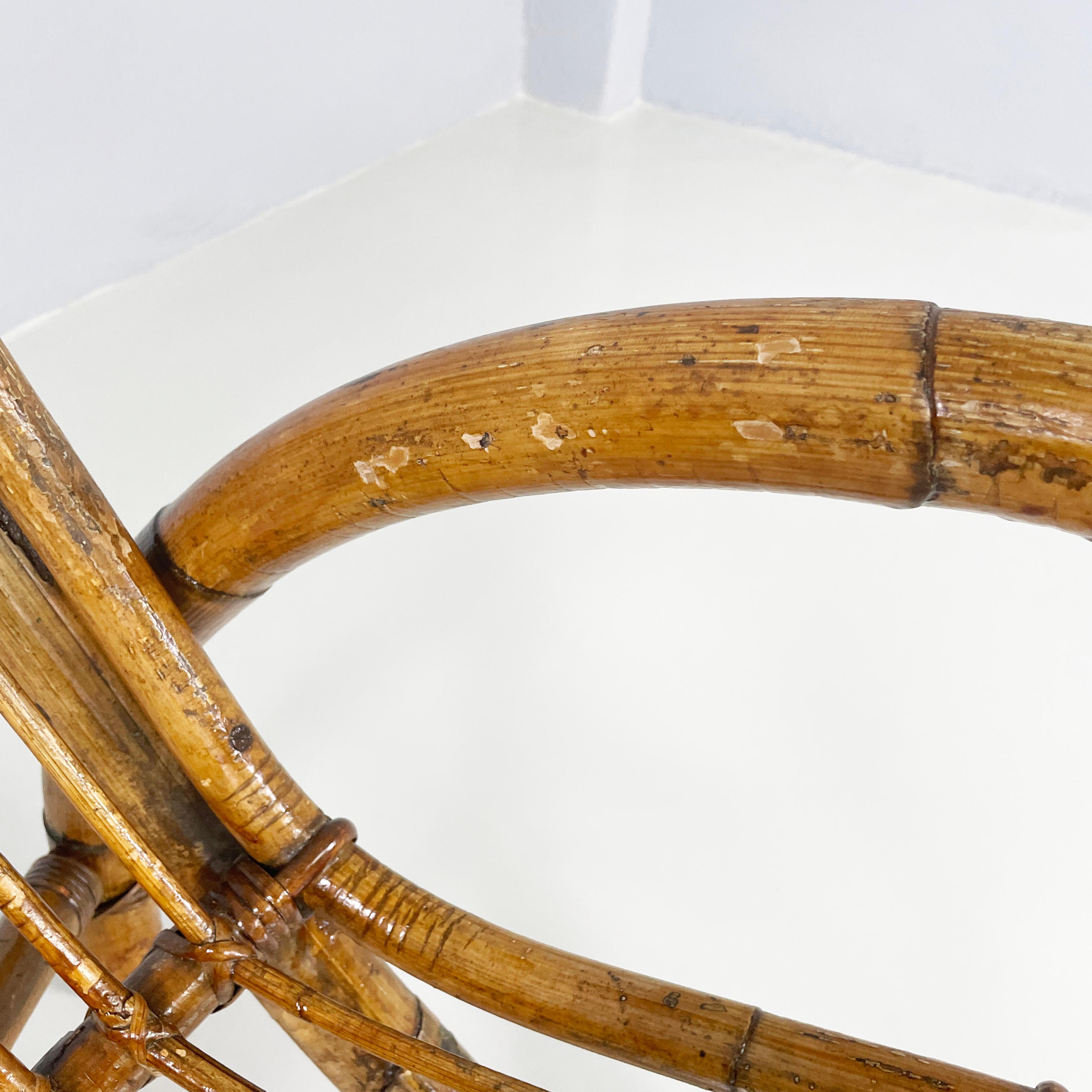 Italian mid-century modern Armchairs with armrests in curved rattan, 1960s For Sale 4