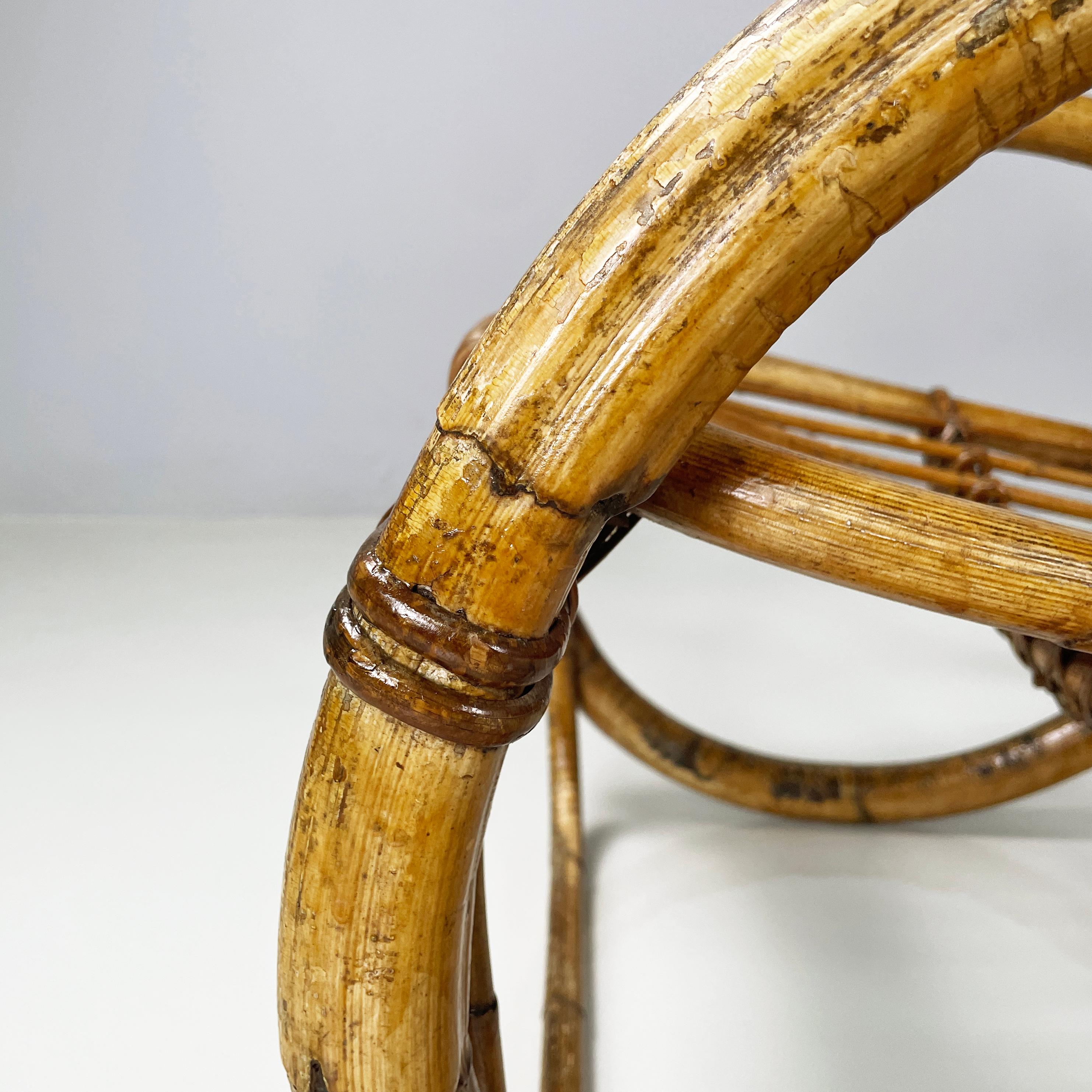 Italian mid-century modern Armchairs with armrests in curved rattan, 1960s For Sale 5