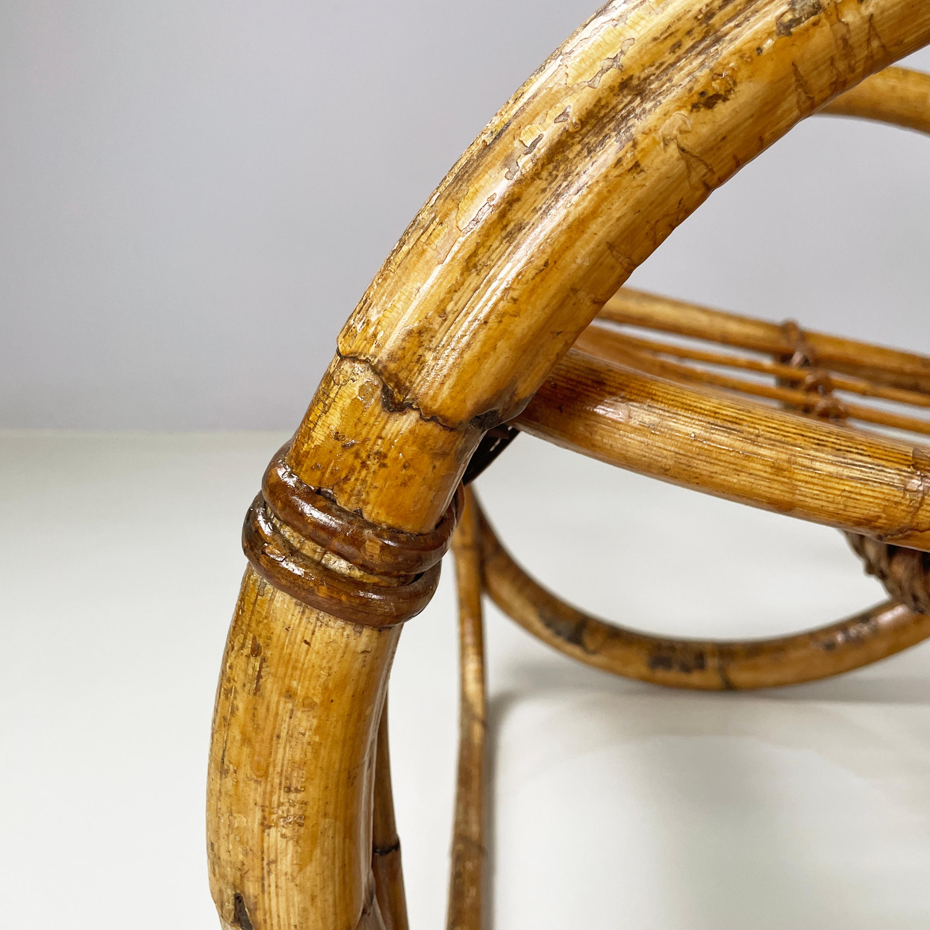 Italian mid-century modern Armchairs with armrests in curved rattan, 1960s For Sale 9
