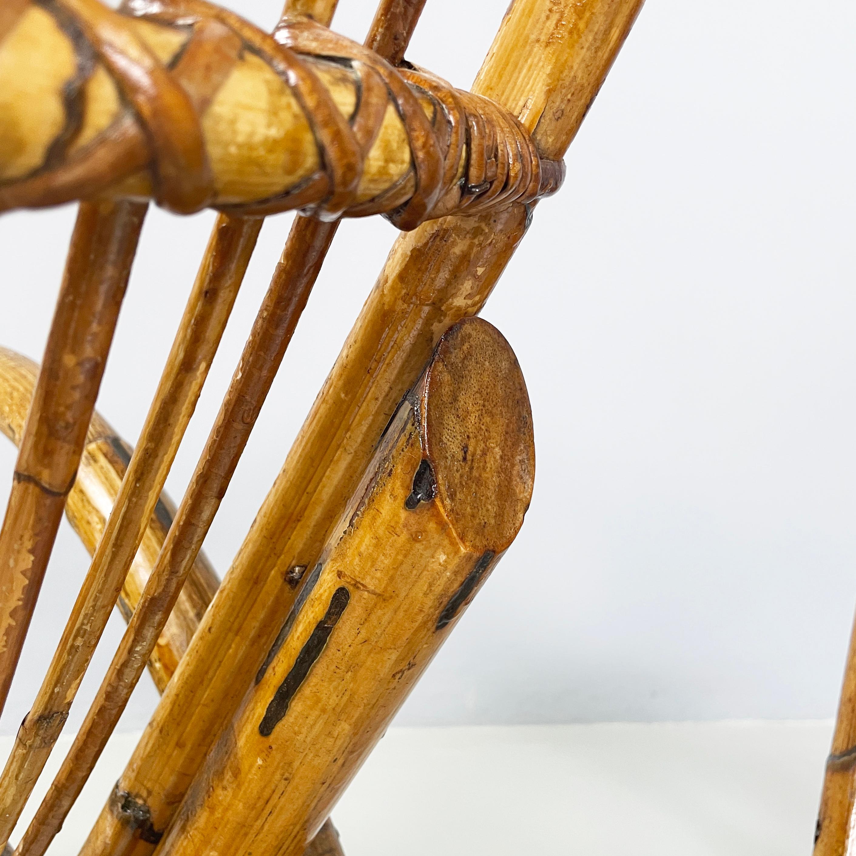 Italian mid-century modern Armchairs with armrests in curved rattan, 1960s For Sale 10