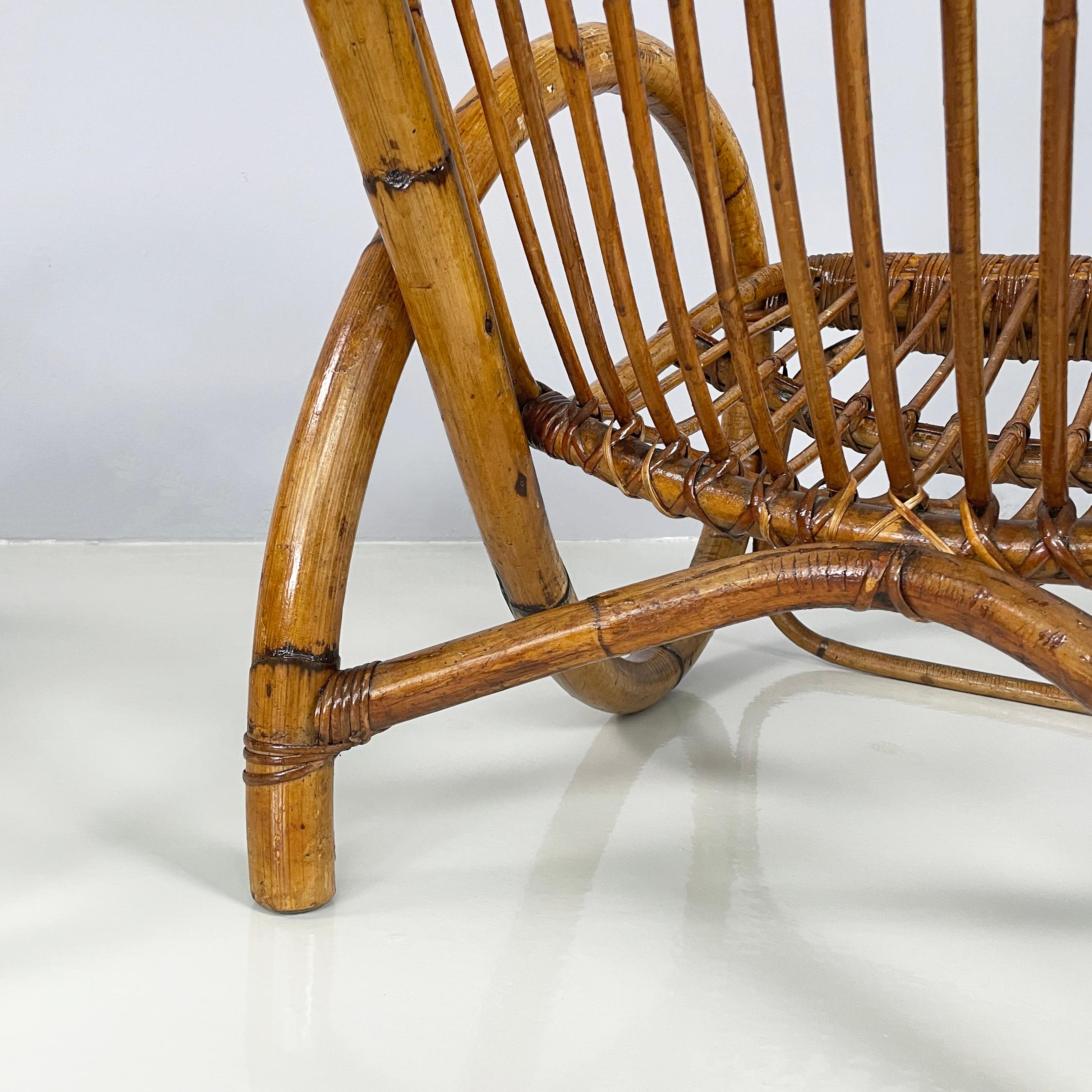 Italian mid-century modern Armchairs with armrests in curved rattan, 1960s For Sale 12