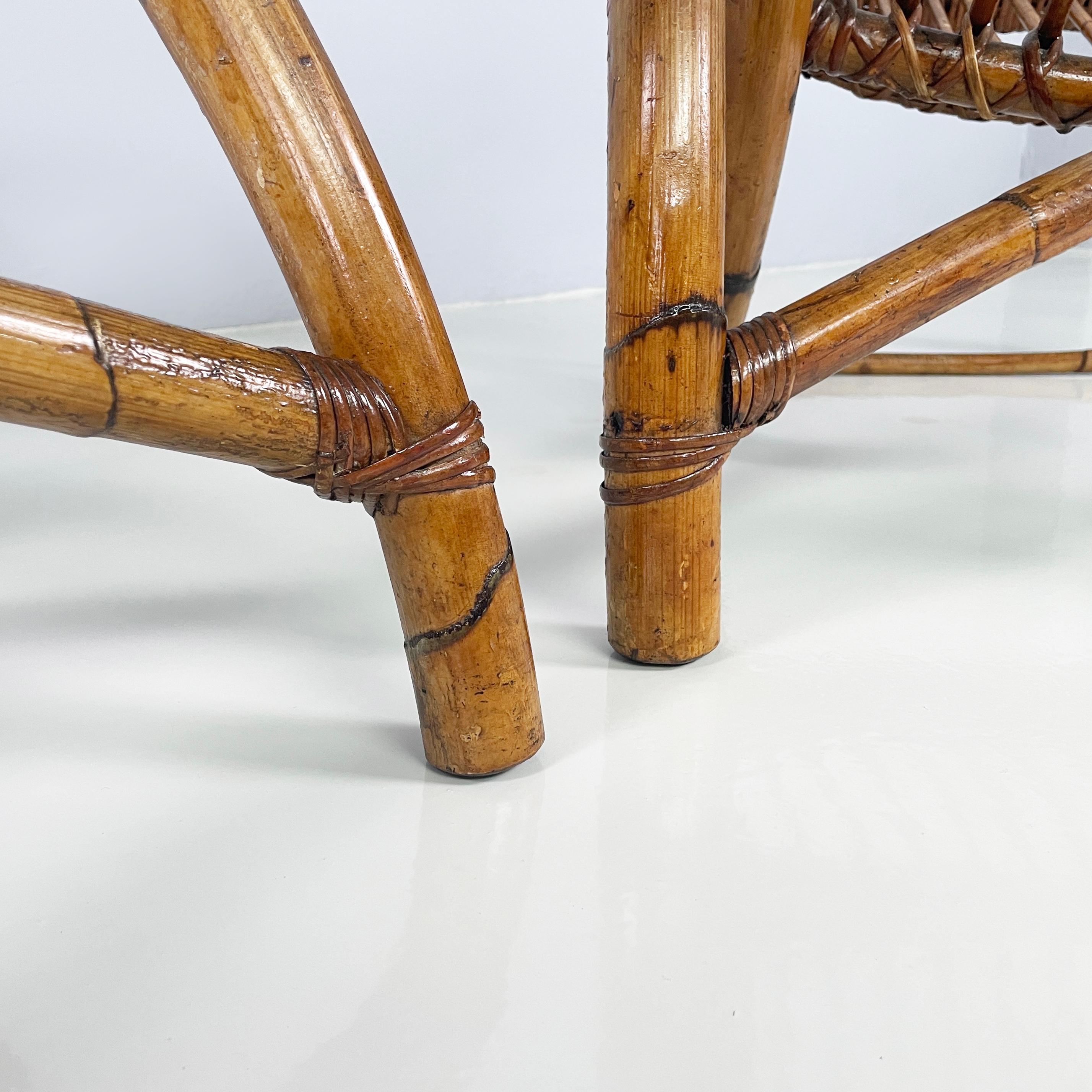 Italian mid-century modern Armchairs with armrests in curved rattan, 1960s For Sale 14
