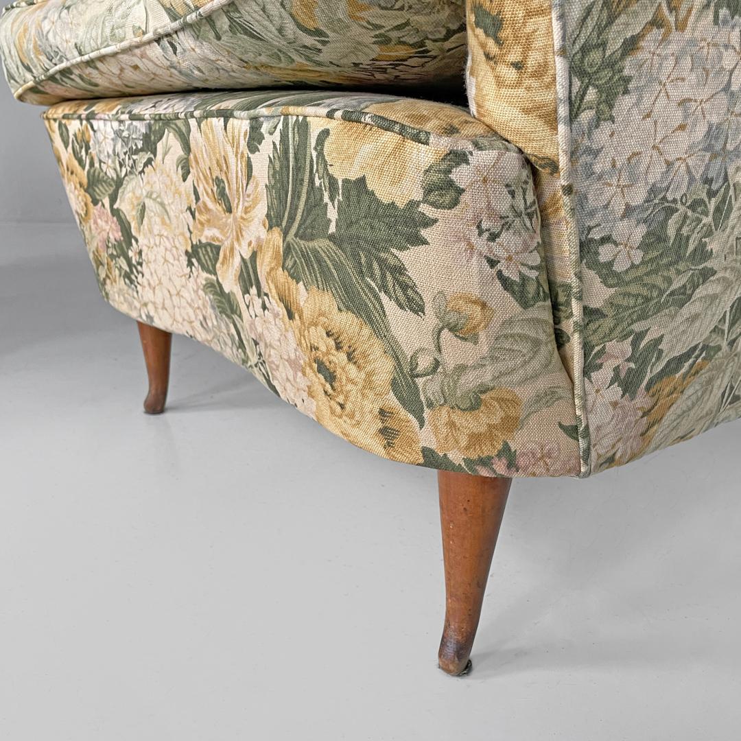 Italian mid-century modern armchairs with yellow floral pattern fabric, 1960s For Sale 13