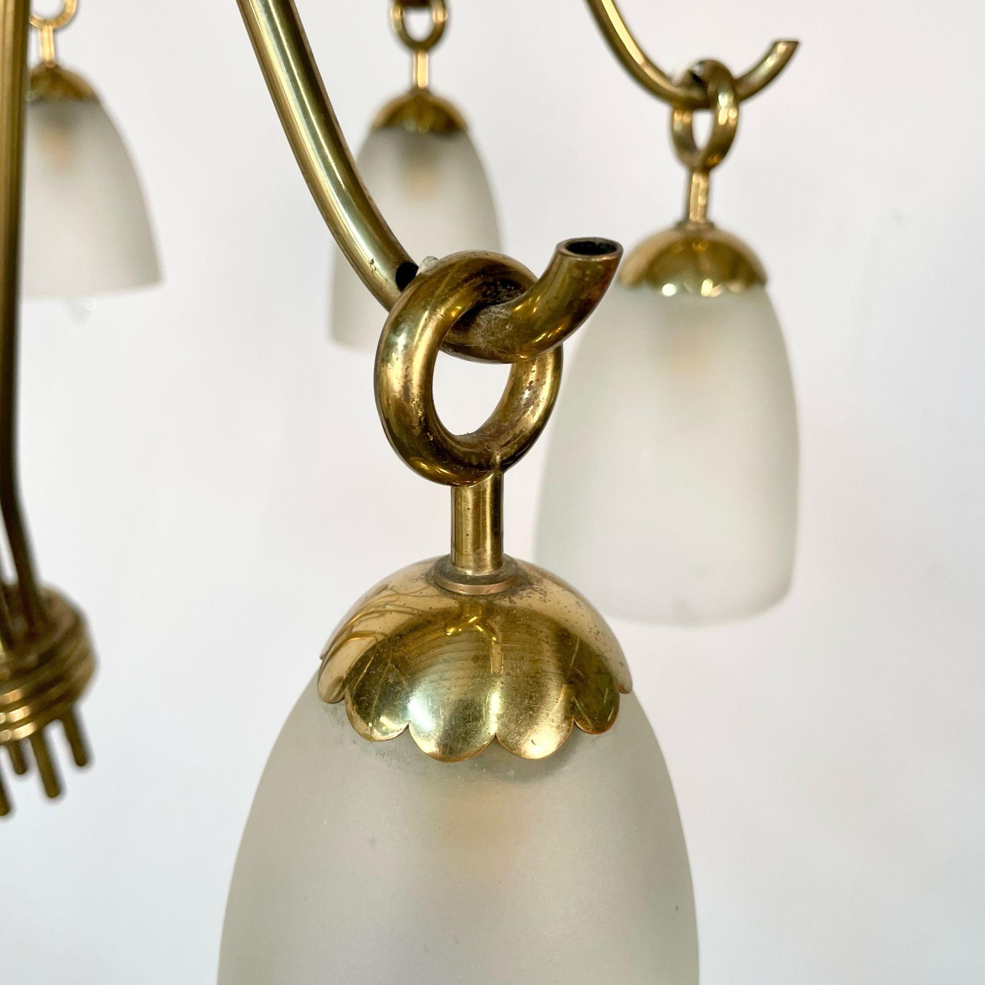 Italian Mid-Century Modern Arredoluce Eight Arm Brass Chandelier by Angelo Lelli For Sale 6
