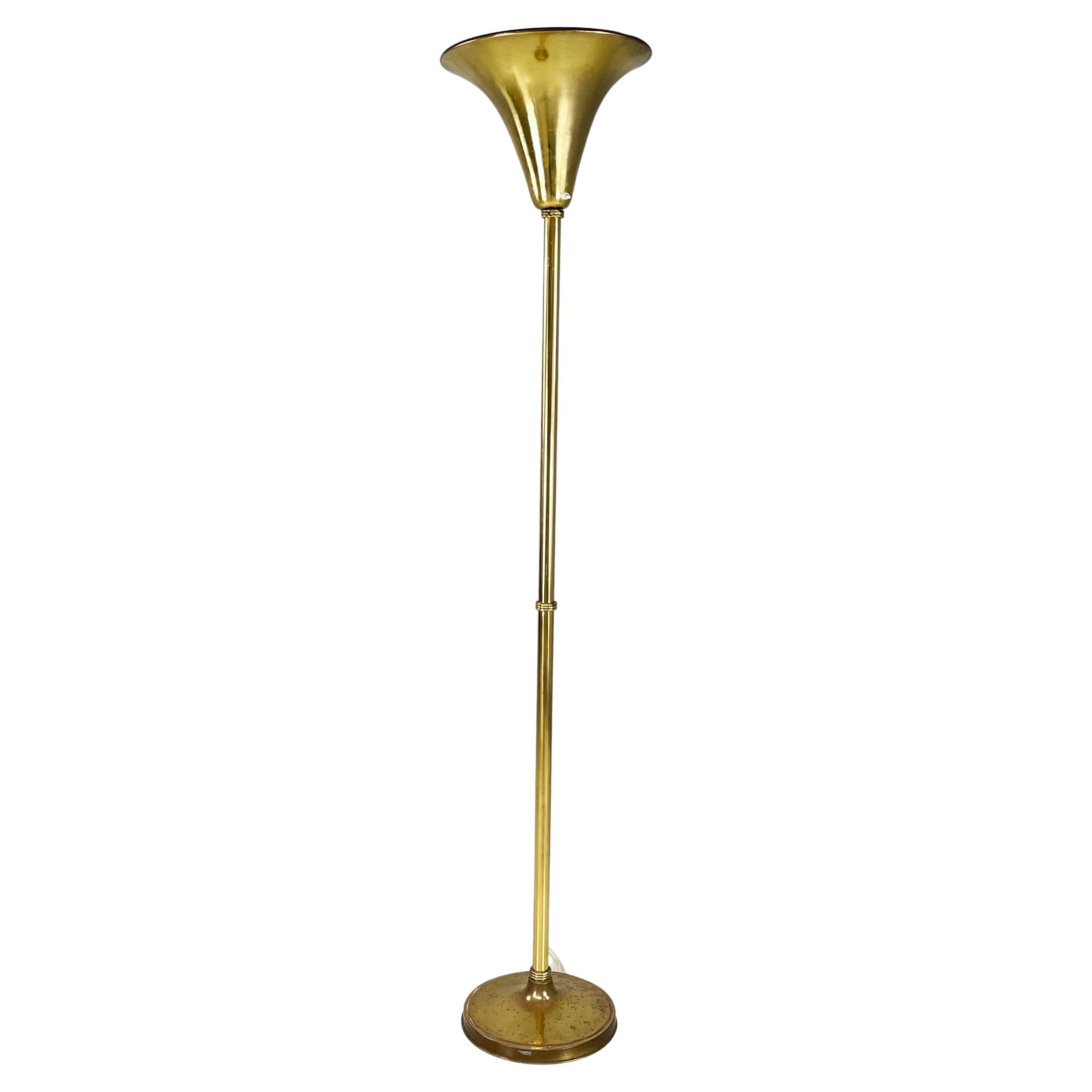 Italienische Stehlampe im Art-déco-Stil aus der Mitte des Jahrhunderts, Messing, 1940er Jahre