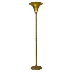 Italienische Stehlampe aus Messing im Art-déco-Stil aus der Mitte des Jahrhunderts, 1940er Jahre