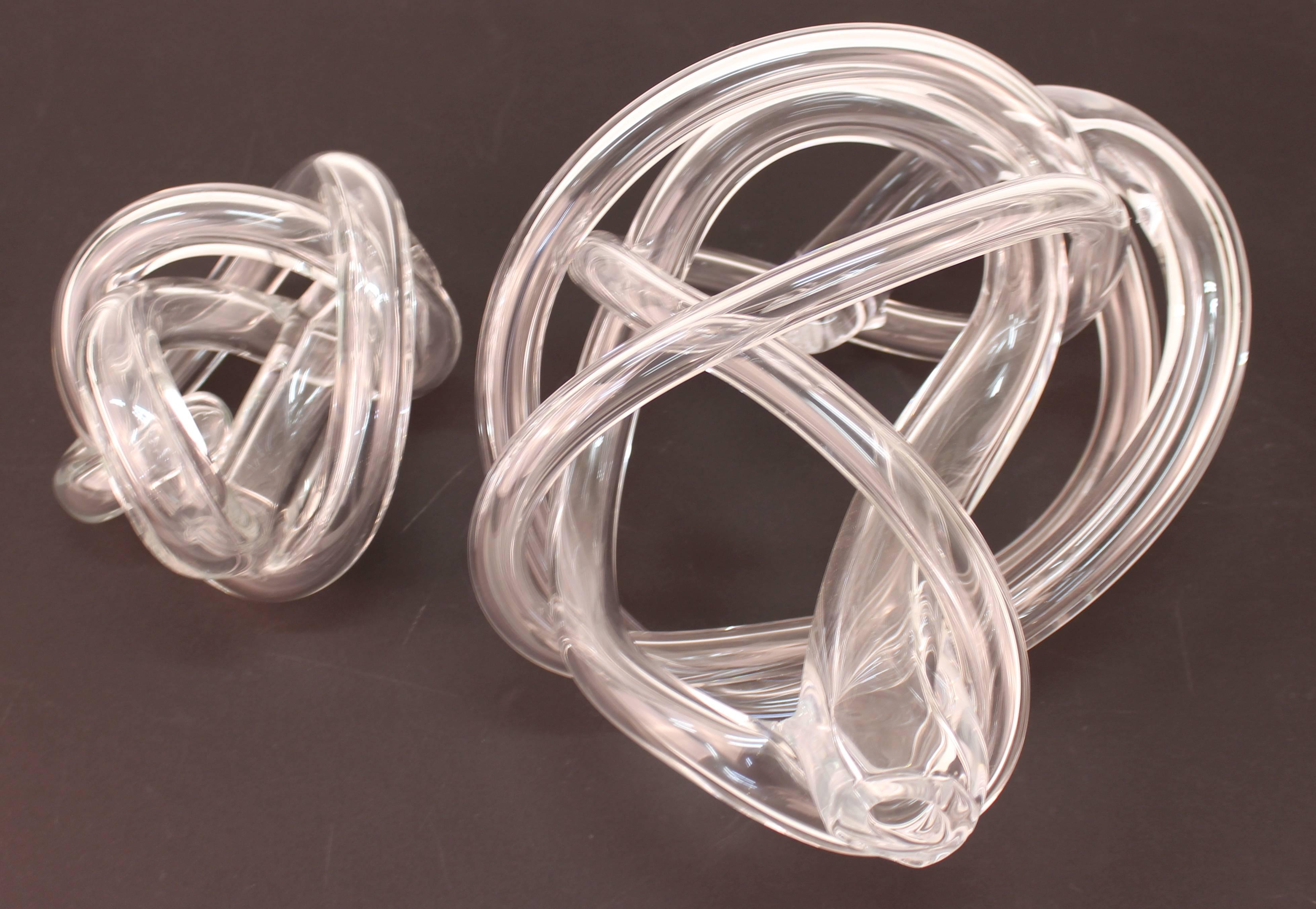 Italian Mid-Century Modern Art Glass Knotted Sculptures In Excellent Condition In New York, NY