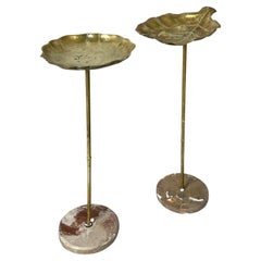 Italian mid-century modern ashtrays in brass and marble, 1950s