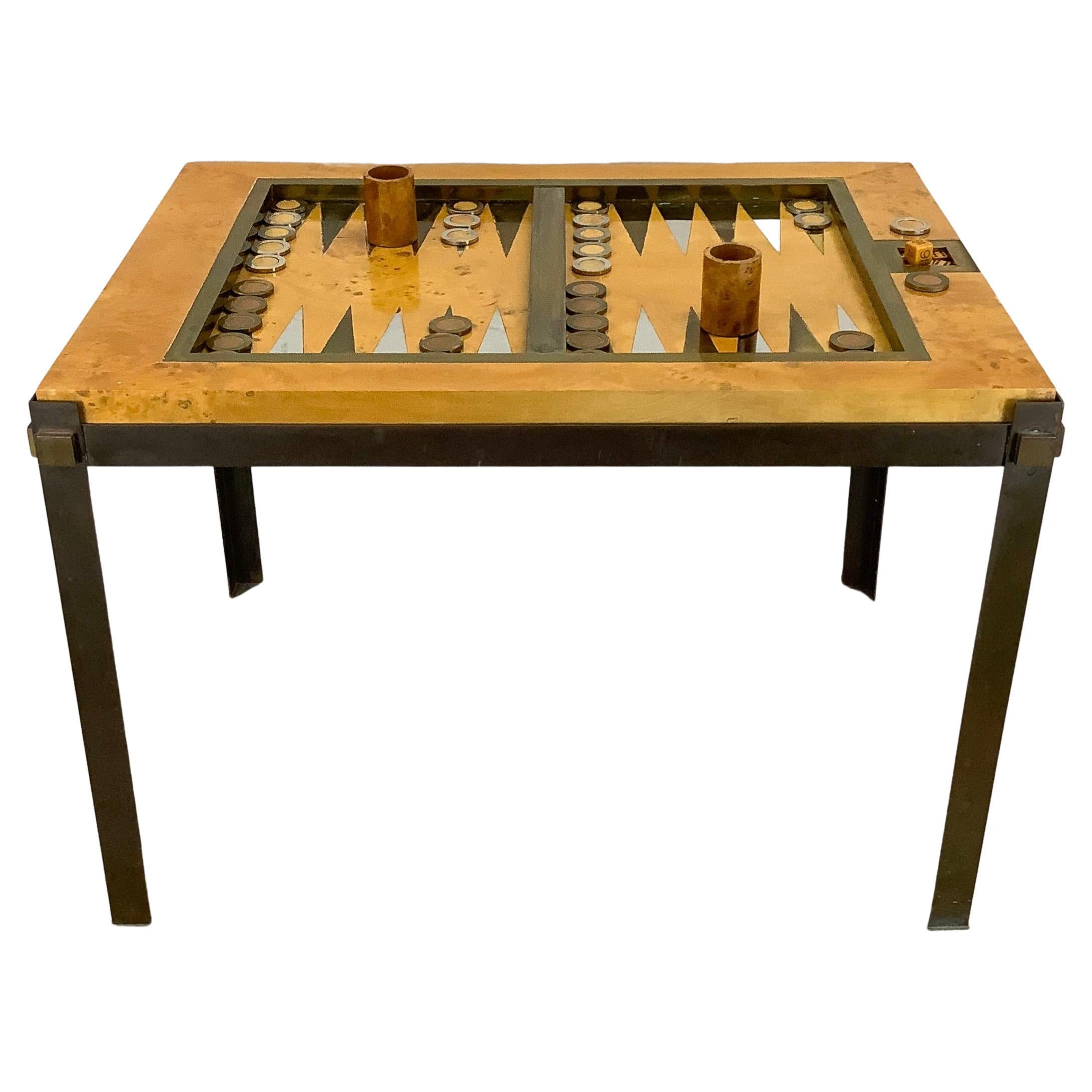 Italian Mid-Century Modern Backgammon Table: Tommaso Barbi, Signed