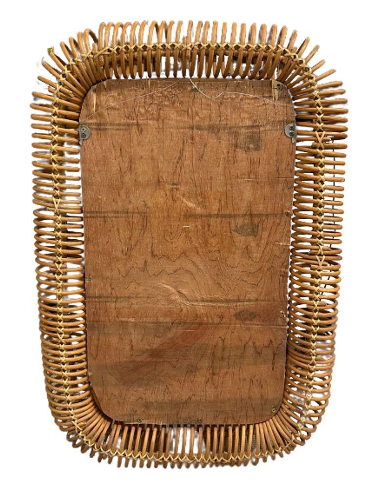 Bonacina, Italian Mid-Century Modern, Wall Mirror, Bamboo, Rattan, Italy, 1960s For Sale 2