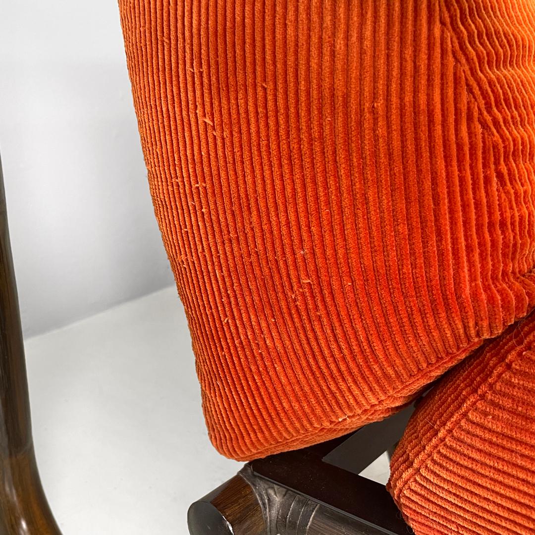 Sillones modernos italianos de bambú cojines naranja Tito Agnoli para Bonacina, años 70 en venta 9