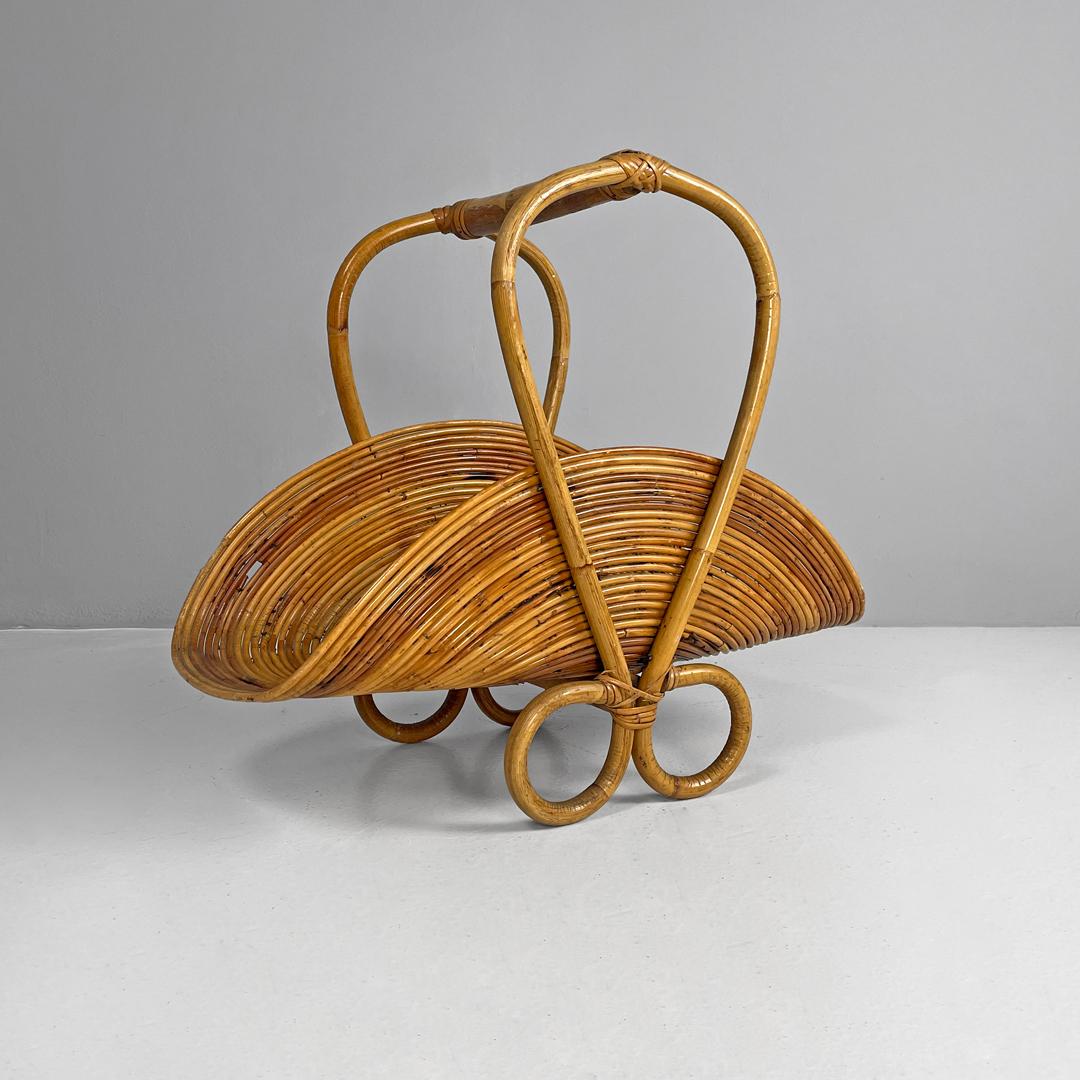 Italian mid-century modern bamboo magazine rack by Vivai Del Sud, 1960s In Good Condition For Sale In MIlano, IT