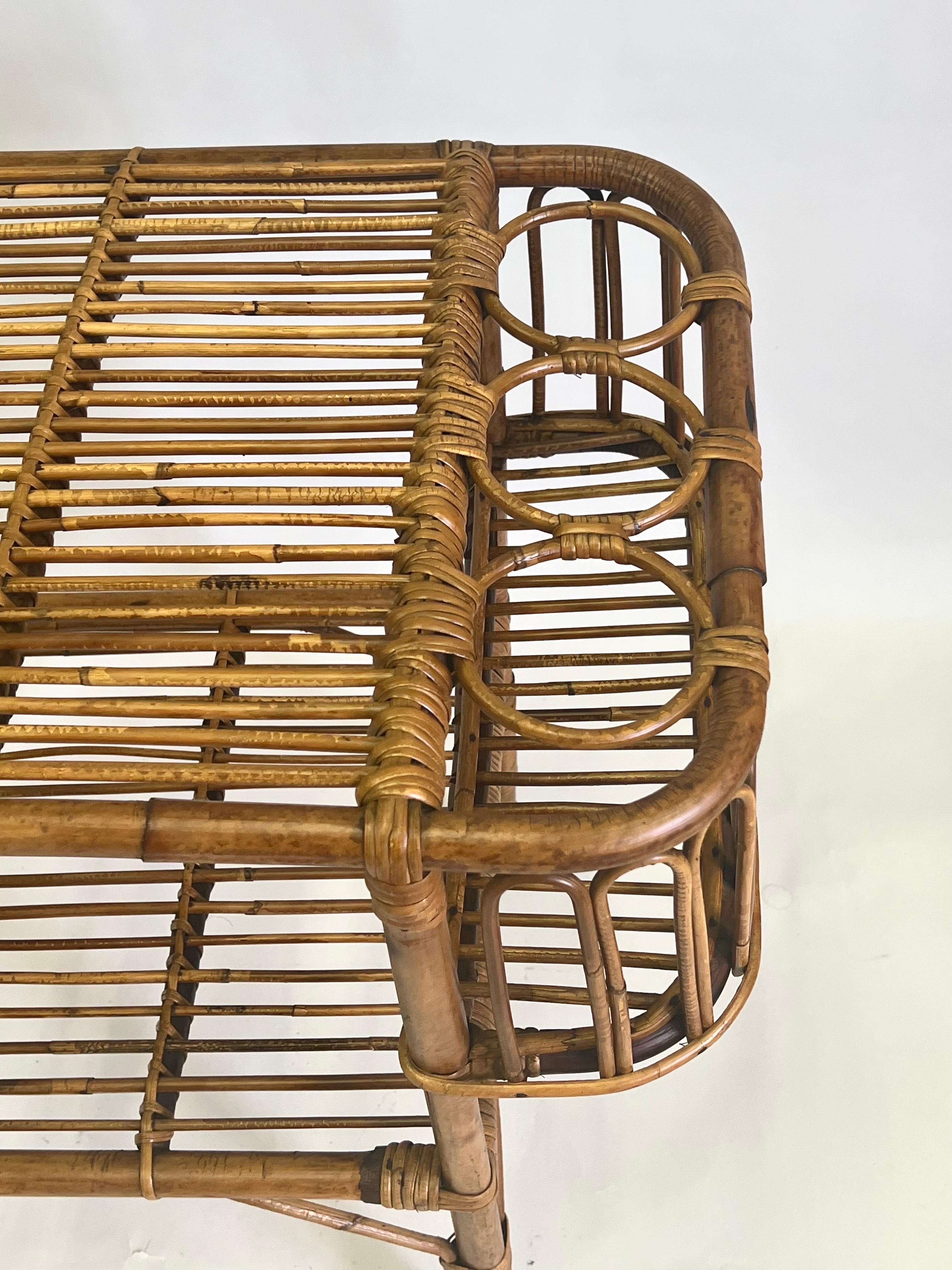 Italian Mid-Century Modern Bamboo & Rattan Bar Cart by Franco Albini For Sale 12