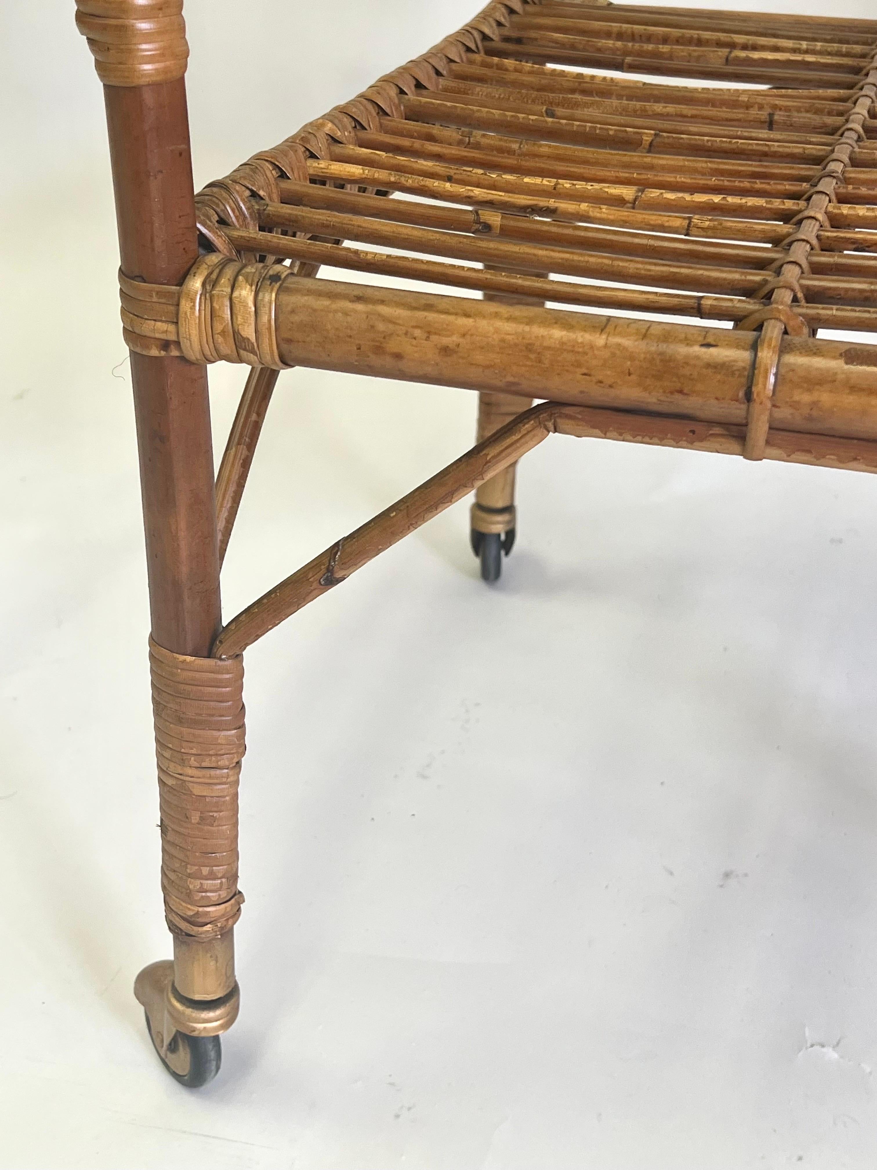 Italian Mid-Century Modern Bamboo & Rattan Bar Cart by Franco Albini For Sale 14