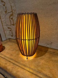 Lampada da tavolo in bambù e rattan Franco Albini Attr.