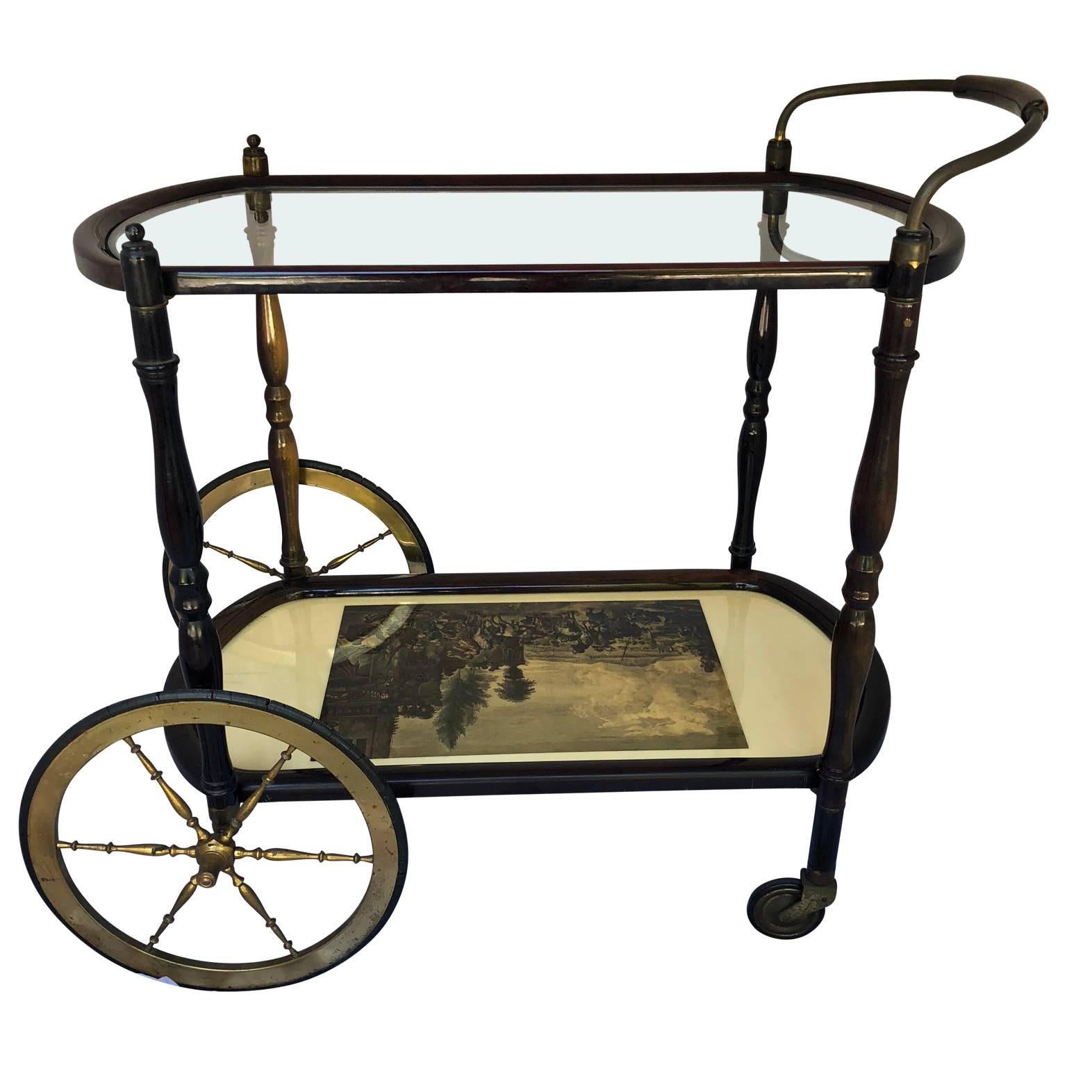 Italian Mid-Century Modern Bar Cart and Trolley, in the style of Cesare Lacca  For Sale 1