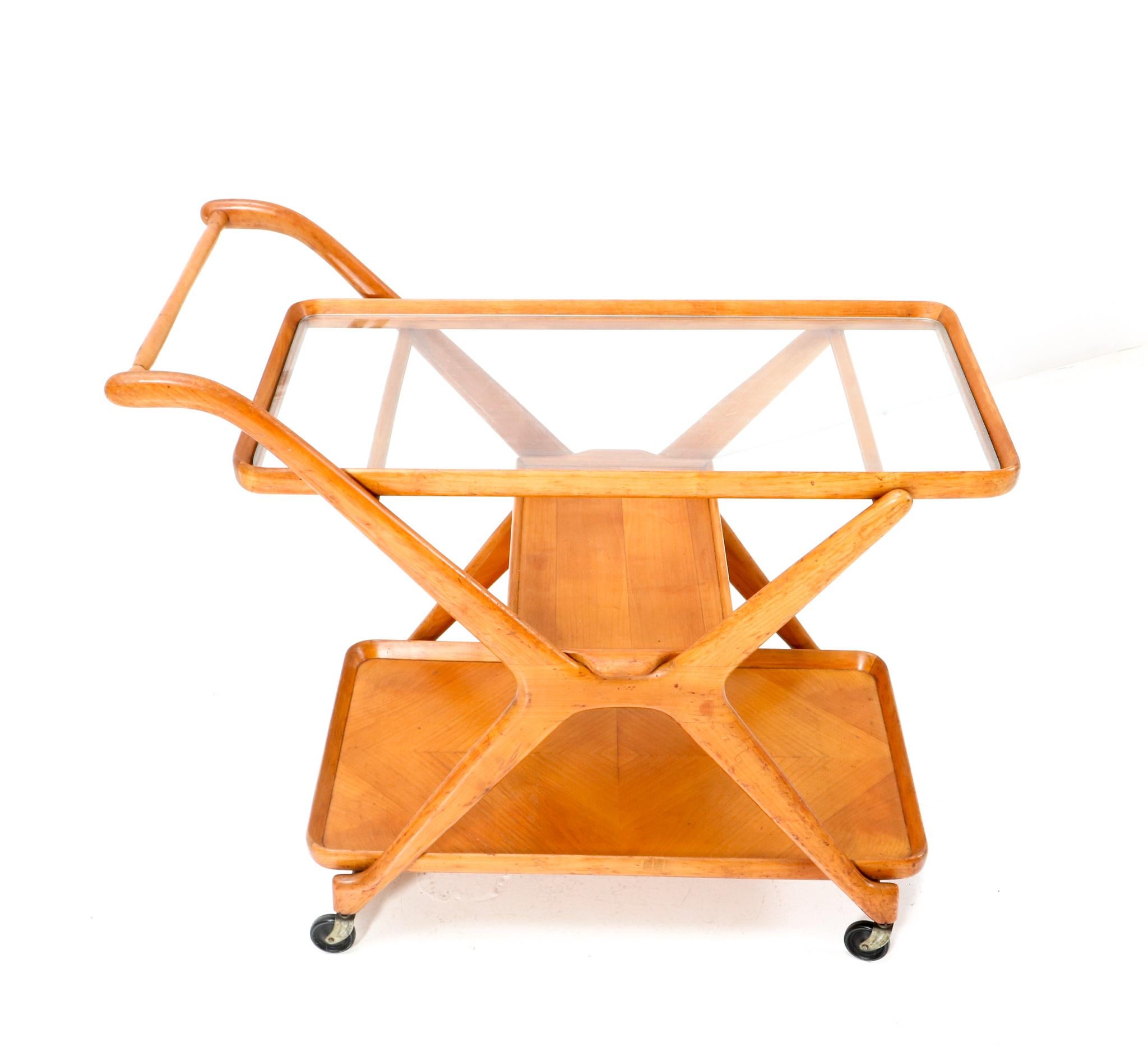 Italian Mid-Century Modern Bar Cart by Cesare Lacca for Cassina, 1950s In Good Condition In Amsterdam, NL