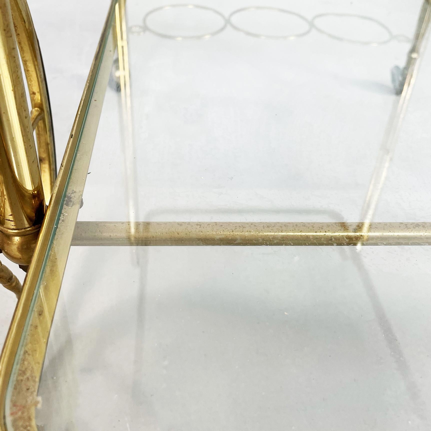 Italian Mid-Century Modern Bar Cart in Brass and Glass, 1950s For Sale 7
