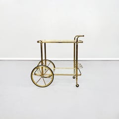 Italian Mid-Century Modern Bar Cart in Brass and Glass, 1950s