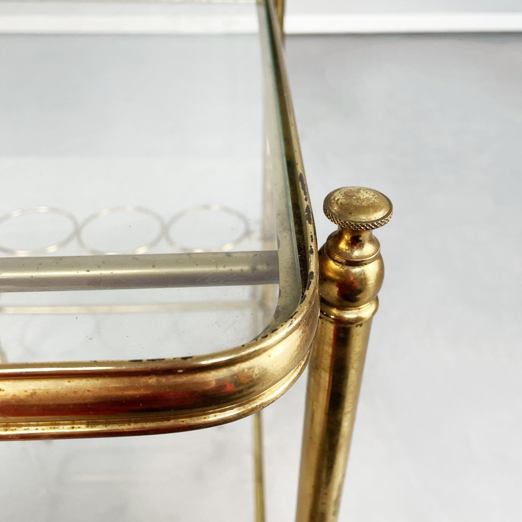 Italian Mid-Century Modern Bar Cart in Brass and Glass, 1950s For Sale 2