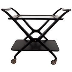 Italian Mid-Century Modern Bar Cart in Ebonized Walnut by Ico Parisi