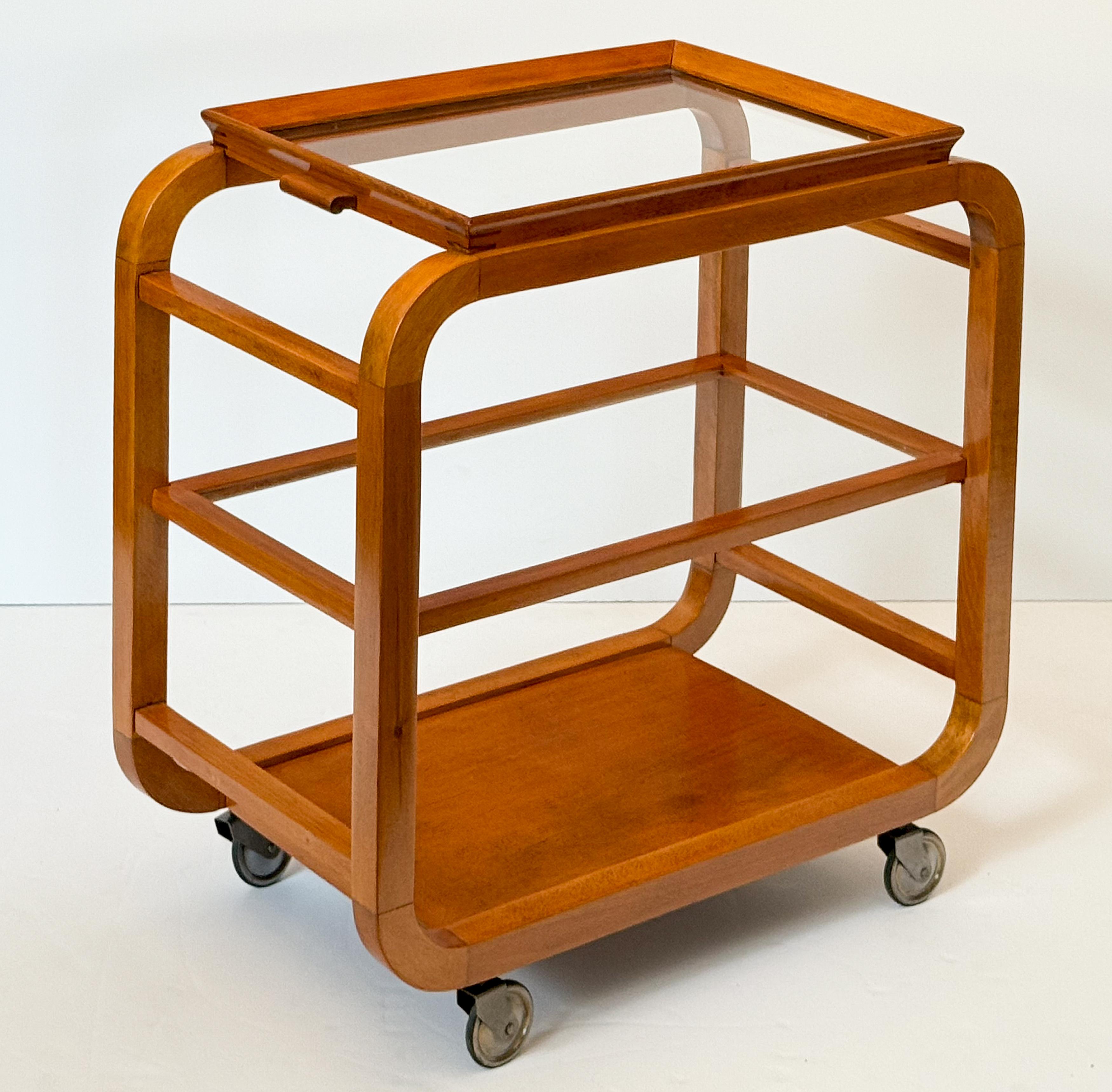 Metal Italian Mid-Century Modern Bar Cart or Drinks Trolley with Removable Tray Top For Sale