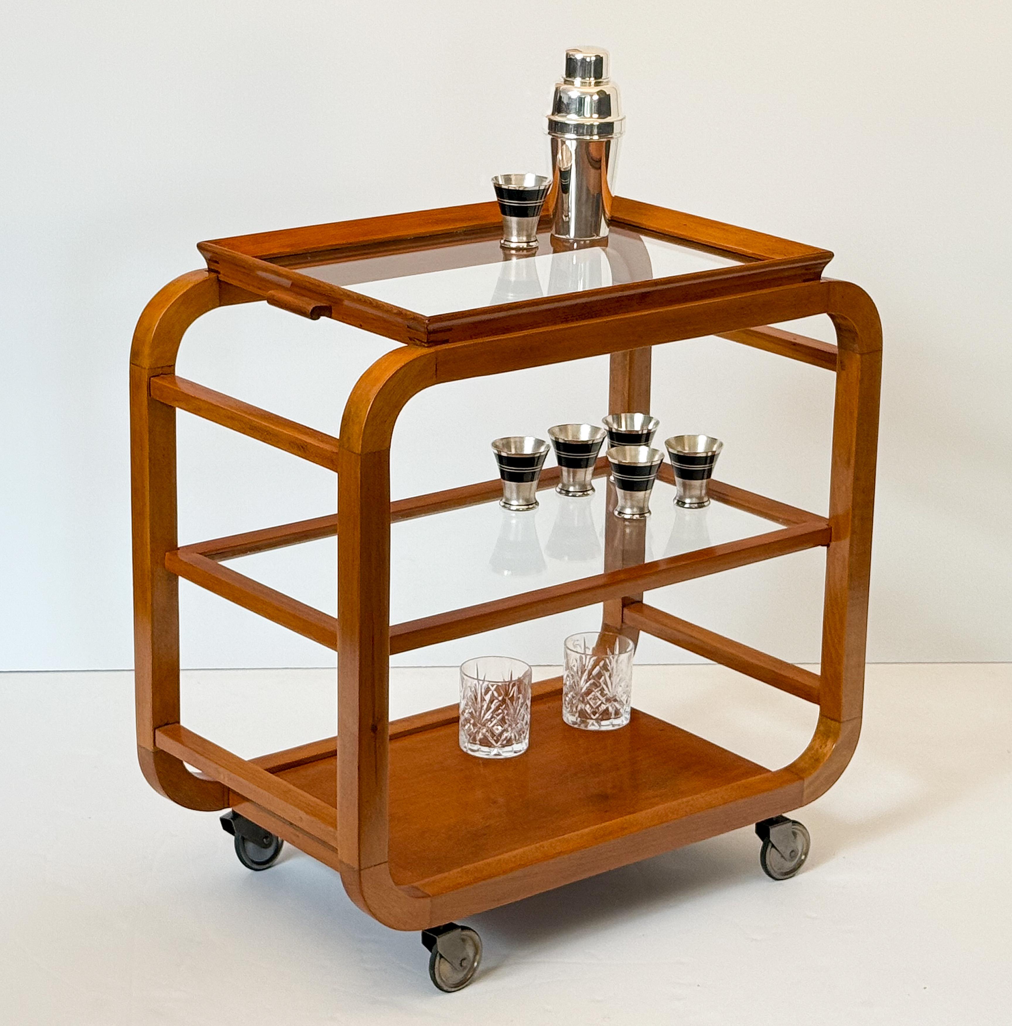 Italian Mid-Century Modern Bar Cart or Drinks Trolley with Removable Tray Top For Sale 1