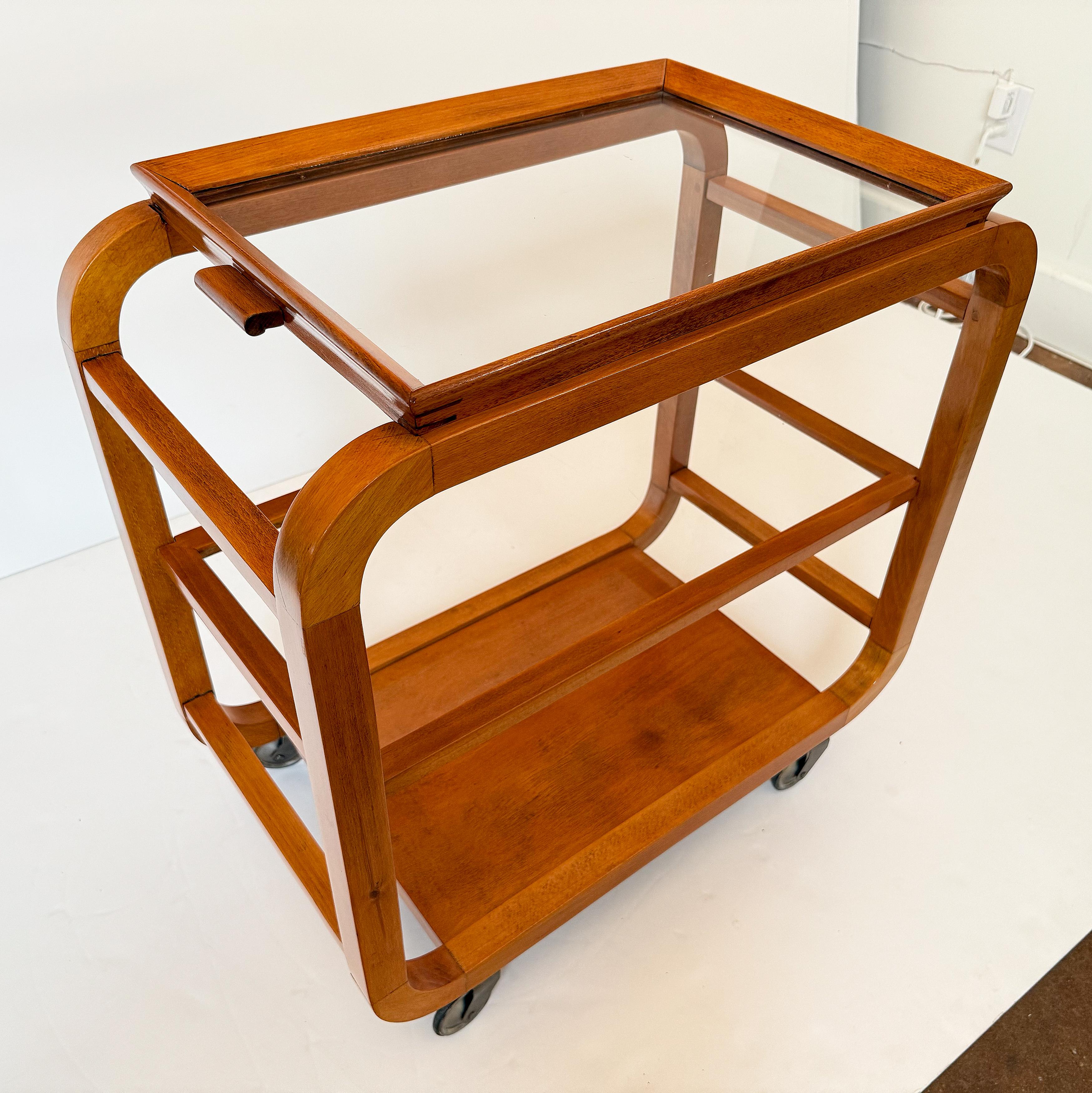 Italian Mid-Century Modern Bar Cart or Drinks Trolley with Removable Tray Top For Sale 4