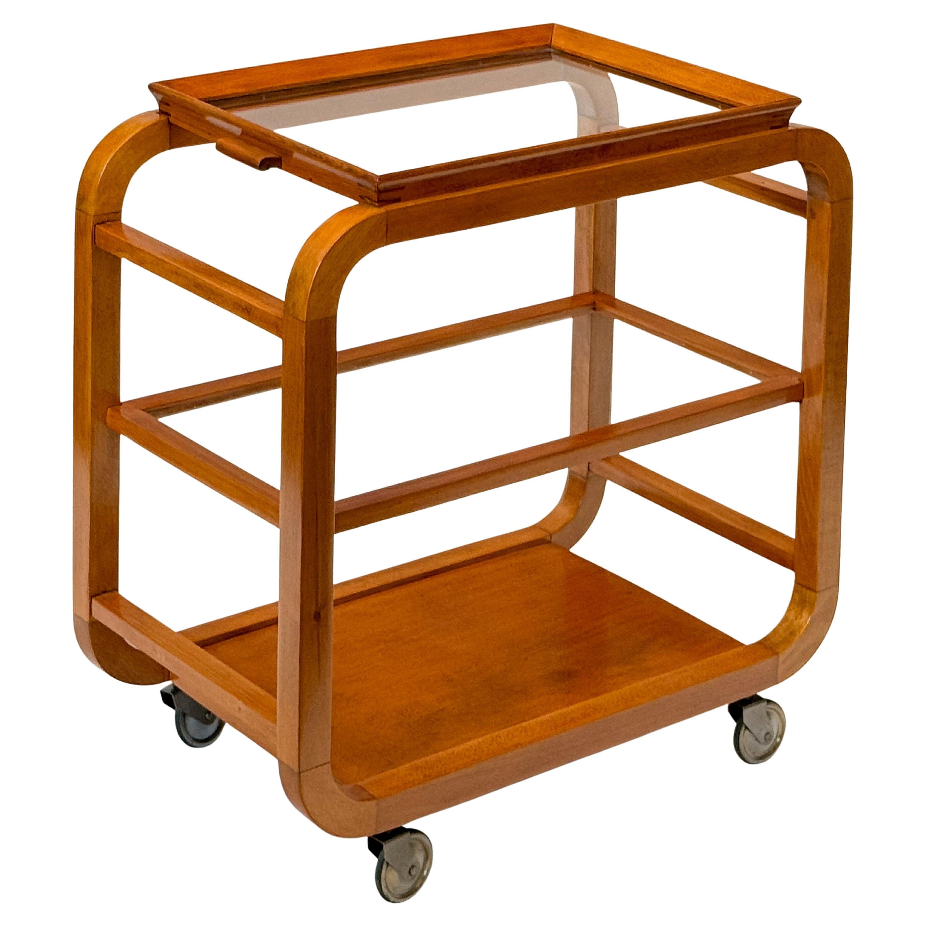 Italian Mid-Century Modern Bar Cart or Drinks Trolley with Removable Tray Top
