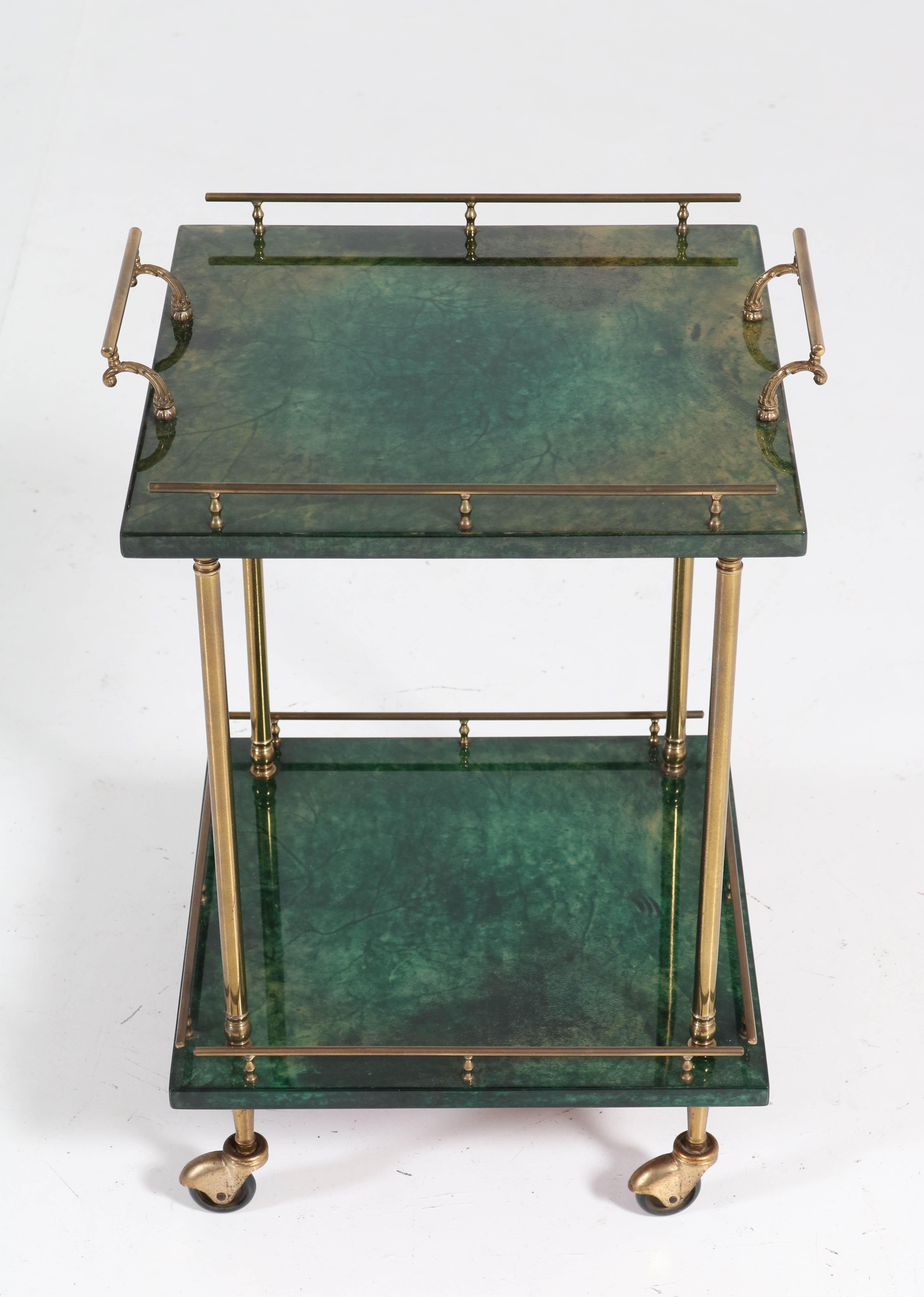 Brass Italian Mid-Century Modern Bar Cart or Side Table by Aldo Tura Milan, 1960s