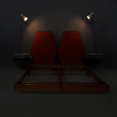 Italian mid-century modern bed bedside tables lamps Arredamenti Dell'Orso, 1950s