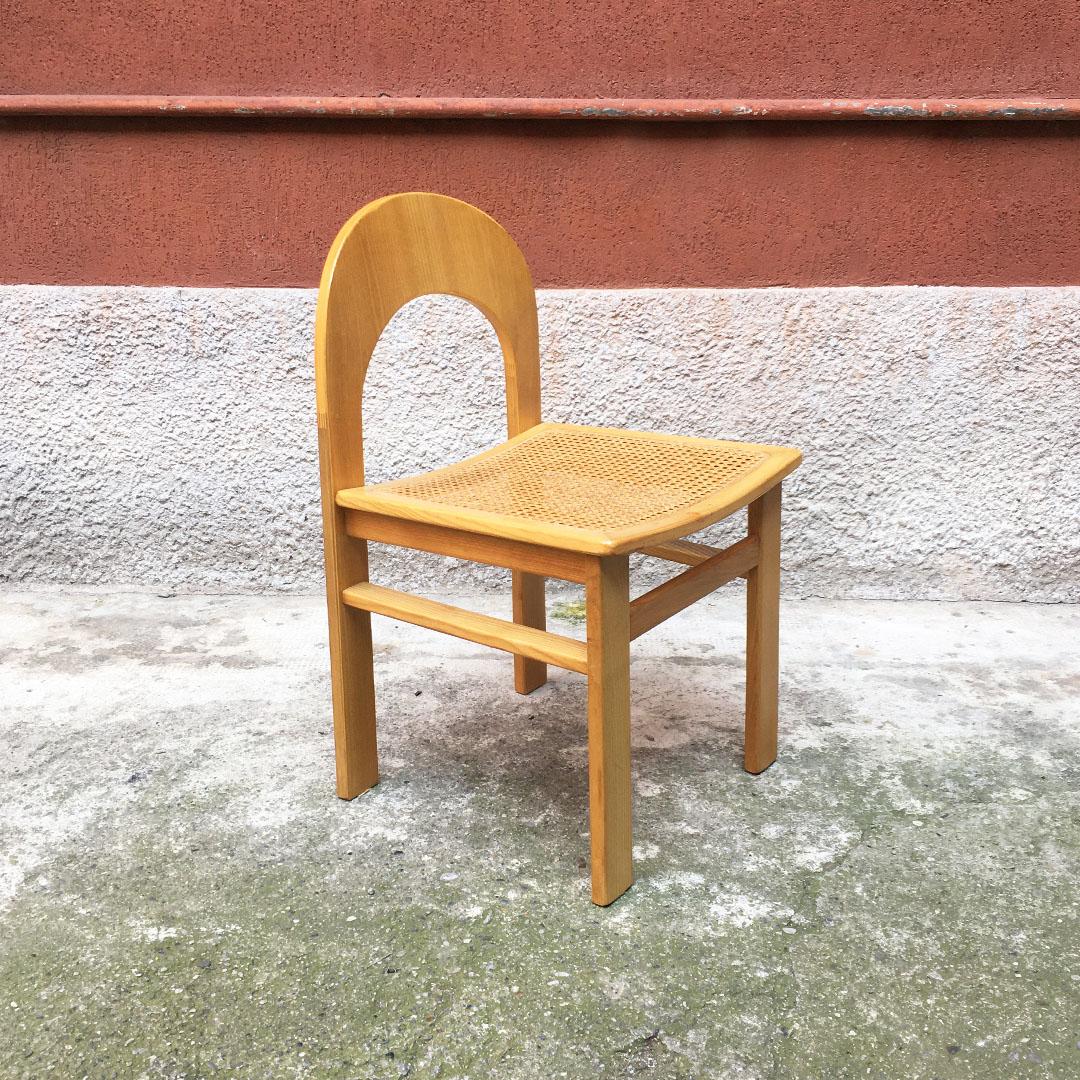 Italian Mid-Century Modern Beech Chairs with Vienna Straw, 1980s 1