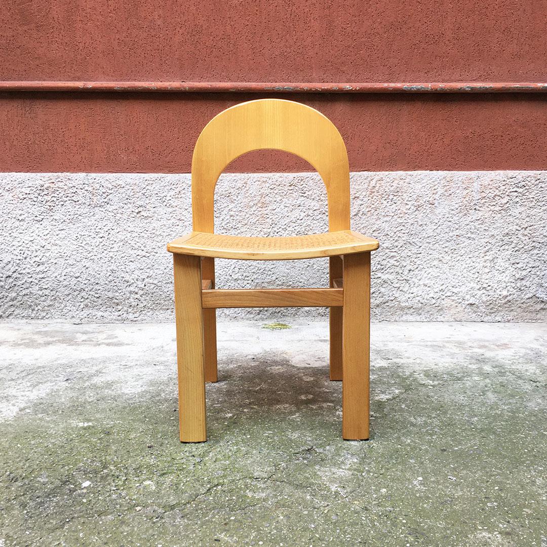 Italian Mid-Century Modern Beech Chairs with Vienna Straw, 1980s 2