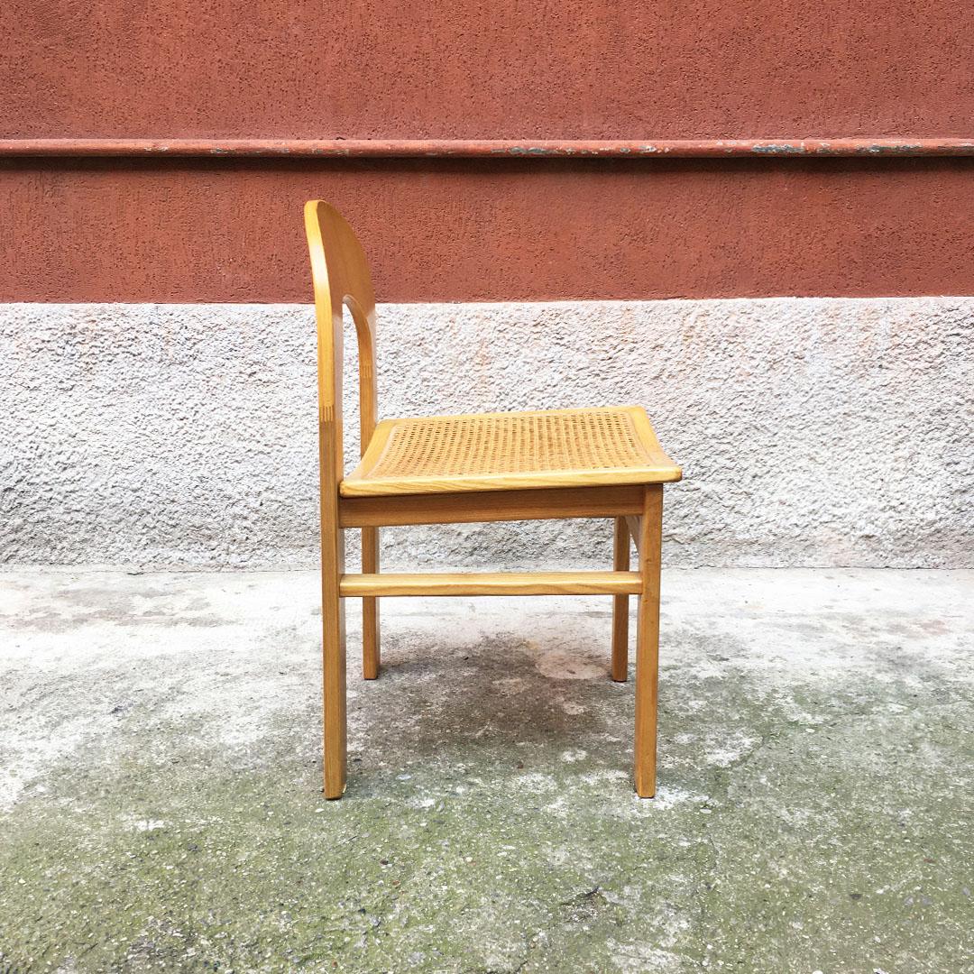 Italian Mid-Century Modern Beech Chairs with Vienna Straw, 1980s 3