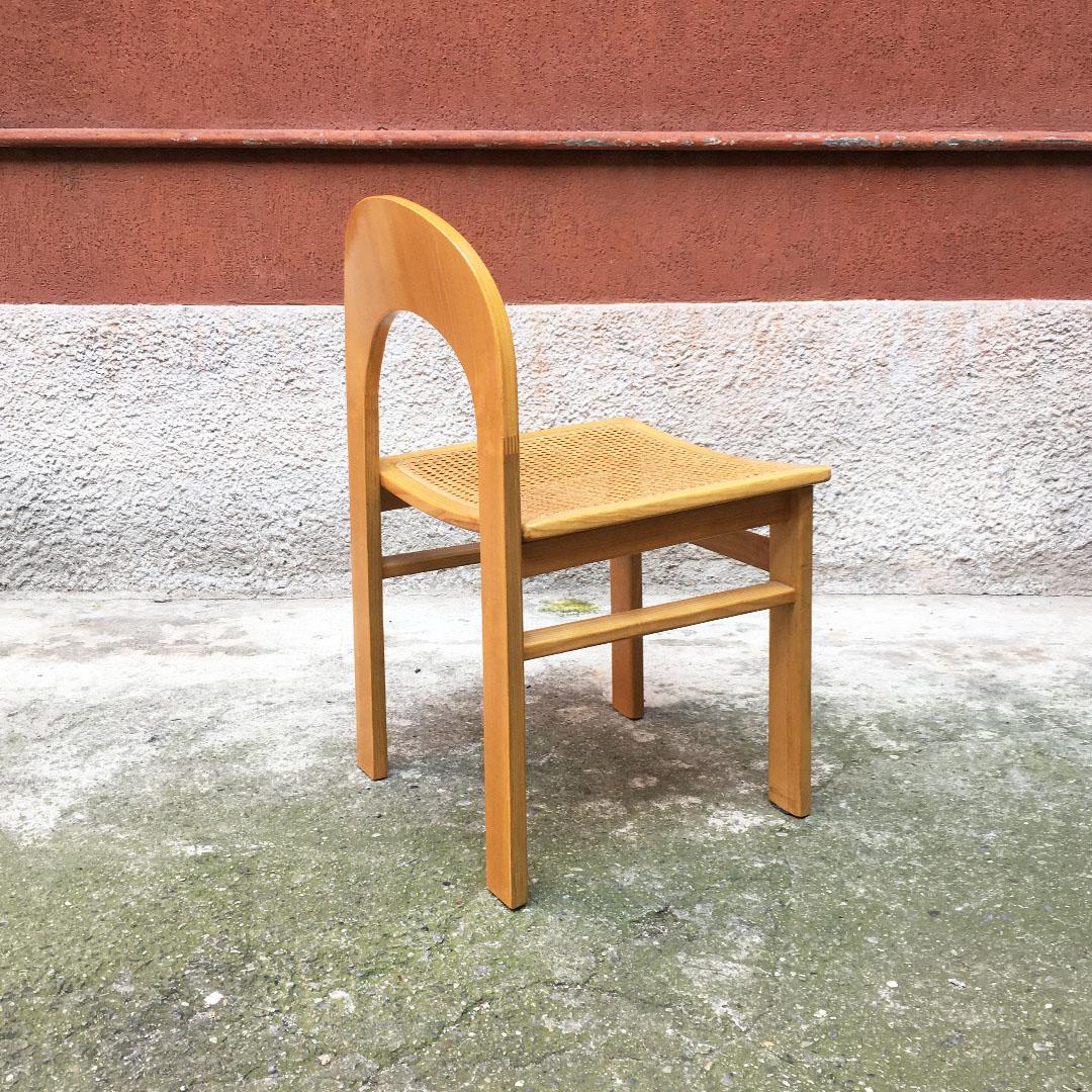 Italian Mid-Century Modern Beech Chairs with Vienna Straw, 1980s 4