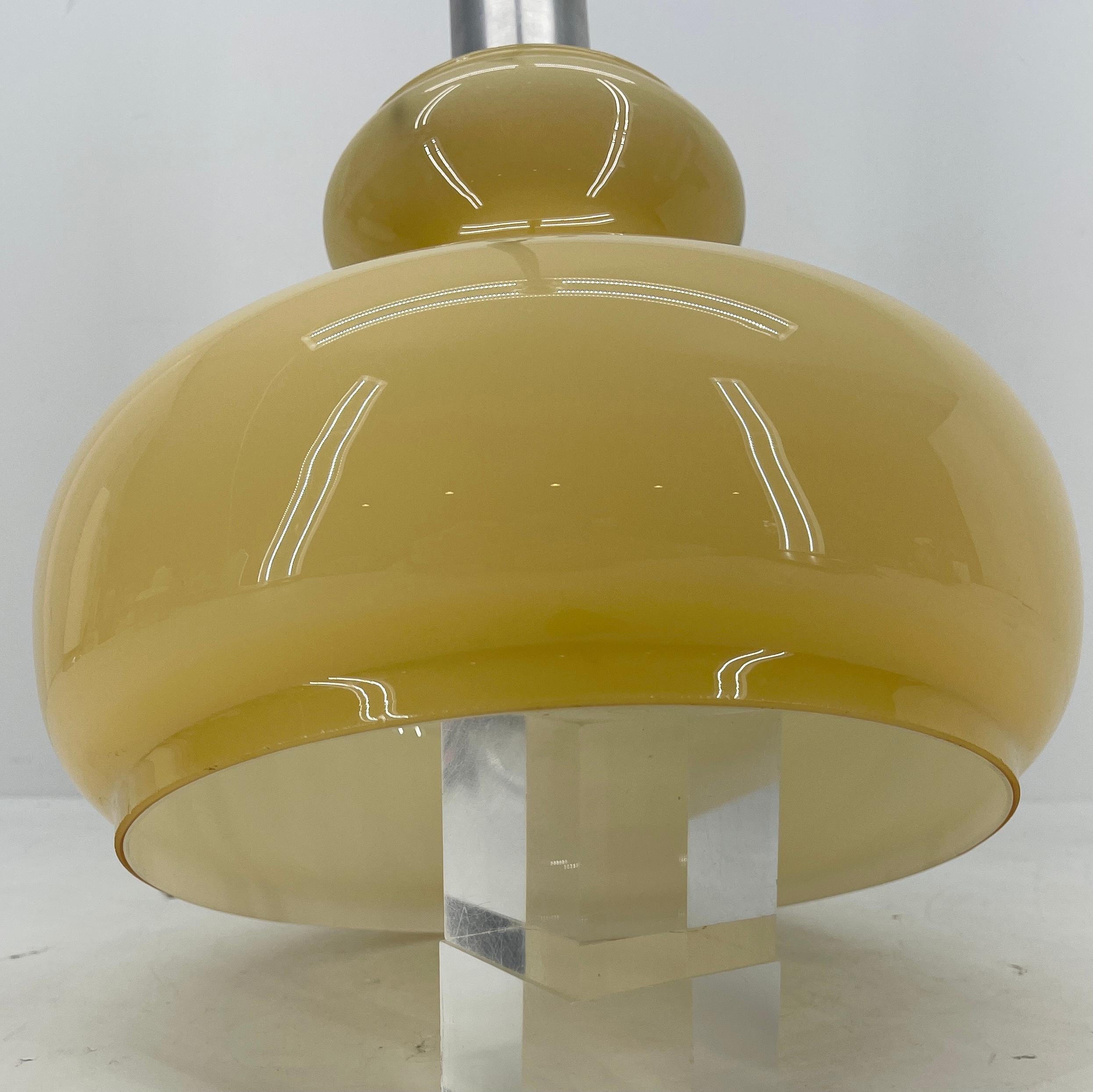 Blown Glass Italian Mid-Century Modern Beige Glass Pendant Light For Sale