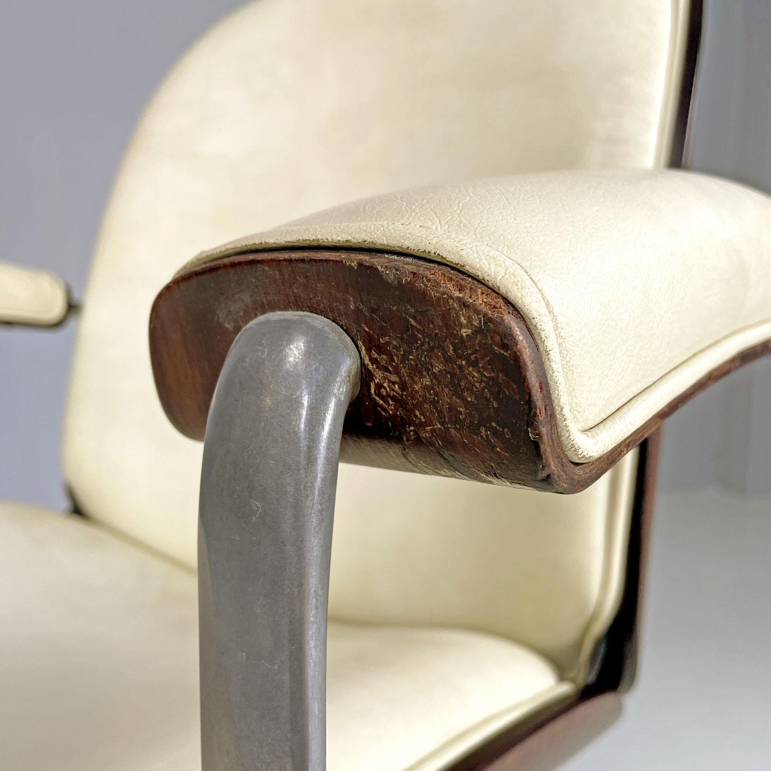Italian mid-century modern beige office chair with wheels by Ico Parisi, 1960s 7
