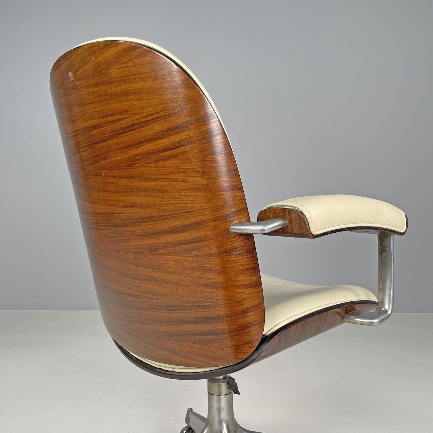 Italian mid-century modern beige office chair with wheels by Ico Parisi, 1960s 2